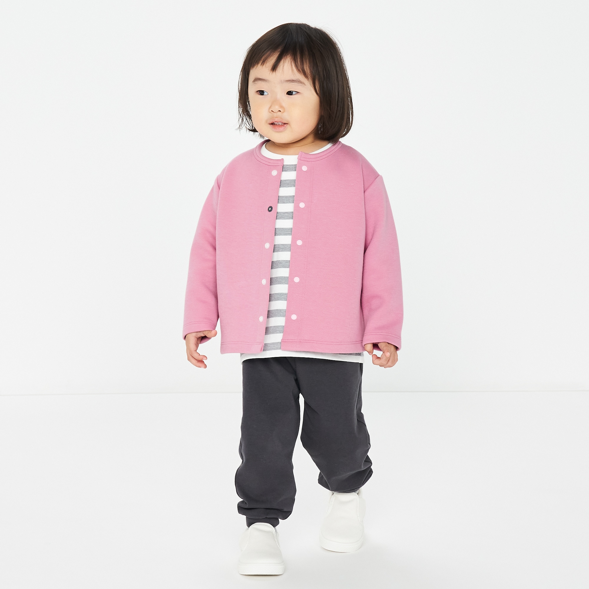 ベビー　二重編みスウェットスナップカーディガン