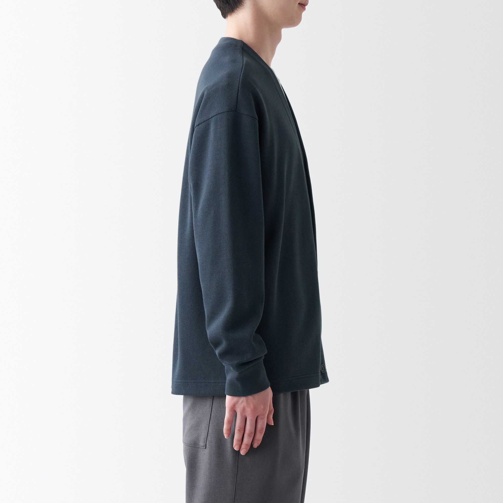 二重編みスウェットカーディガン