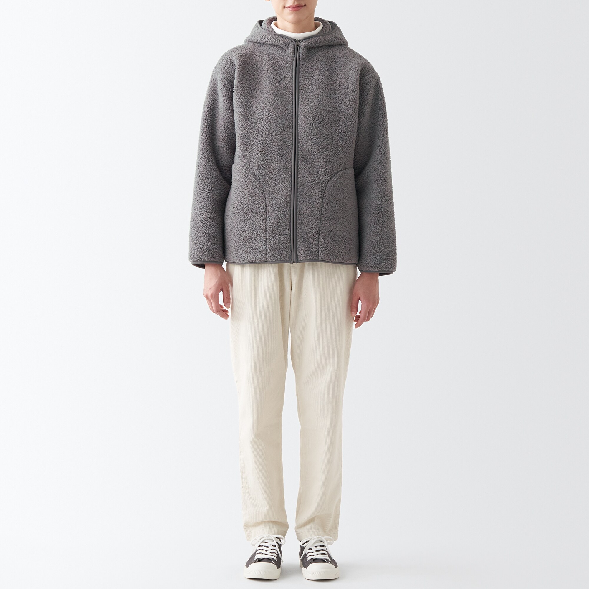 再生ポリエステルボアフリースパーカー