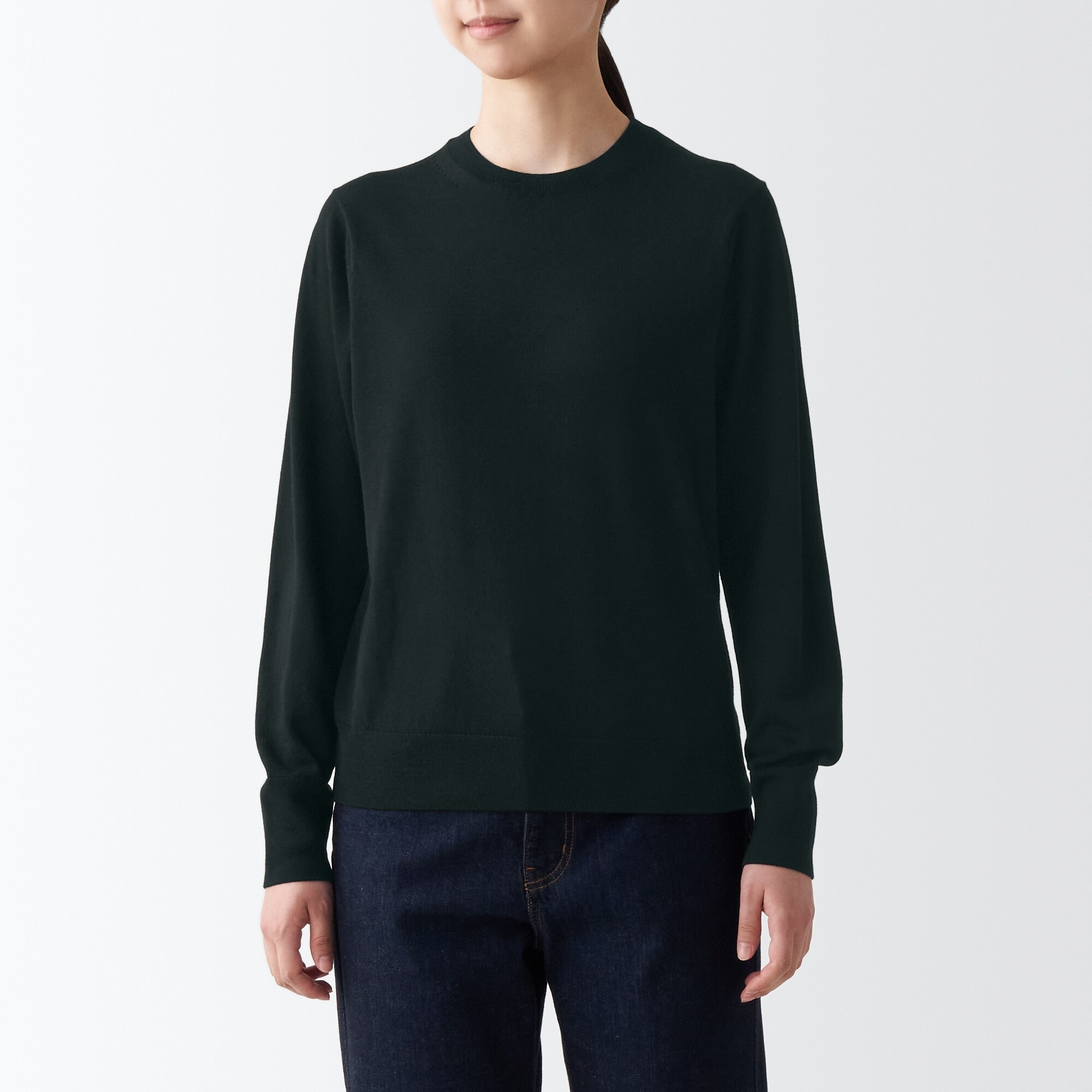 洗えるウールハイゲージクルーネックセーター