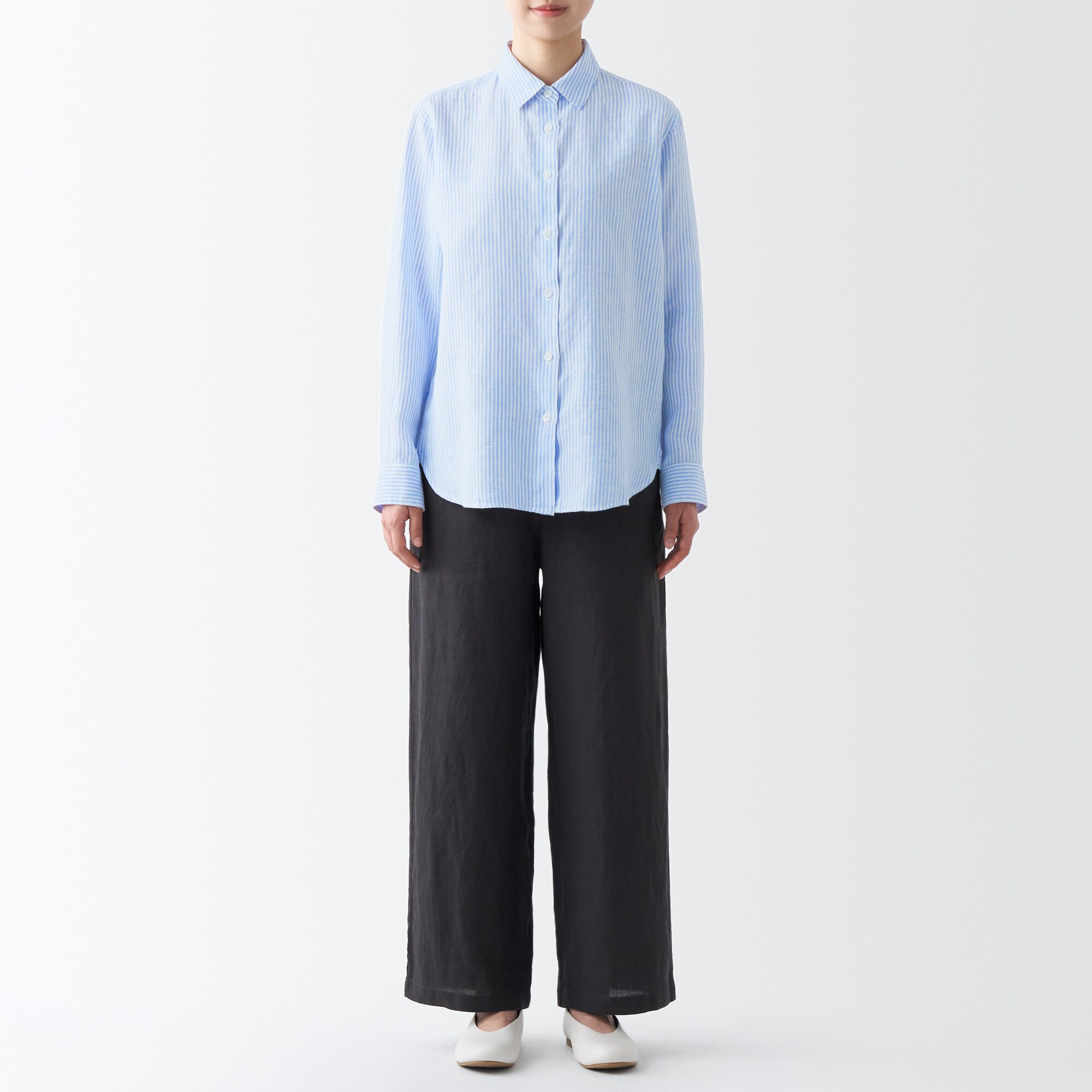 ヘンプ洗いざらしレギュラーカラー長袖シャツ