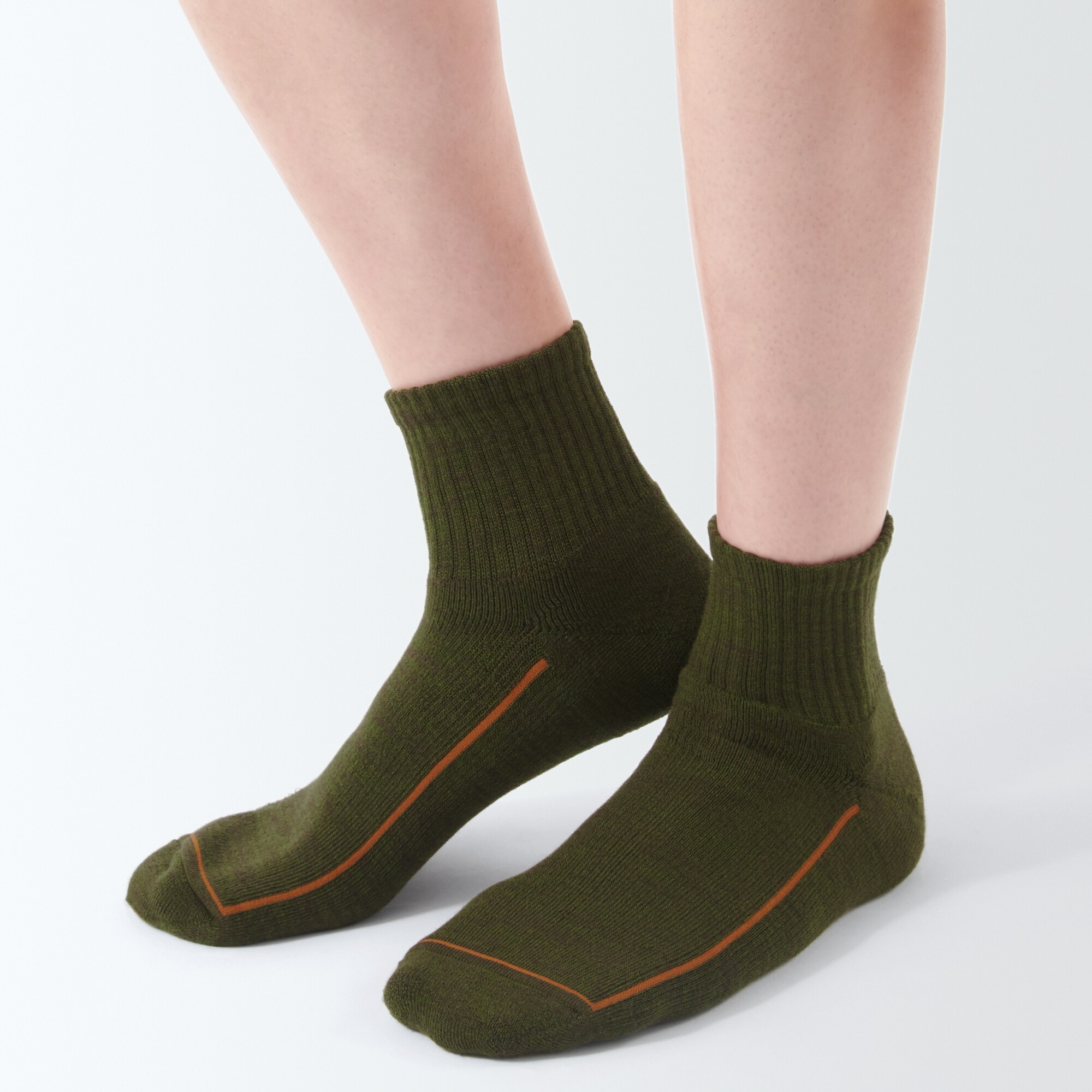 紳士　足なり直角　ウール混パイル編み　厚手ショート丈靴下