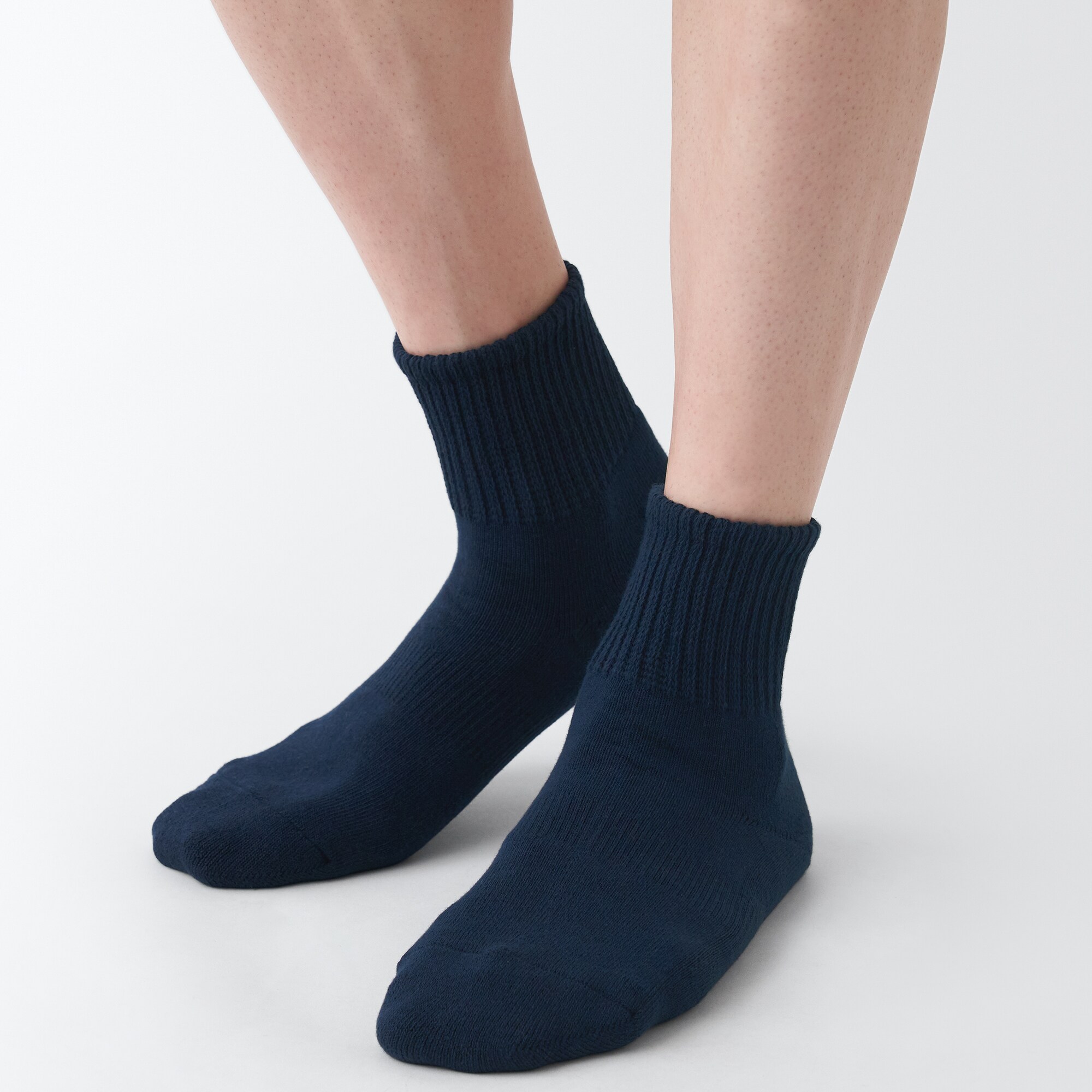 足なり直角　パイル編み　厚手ショート丈靴下（無地／紳士）