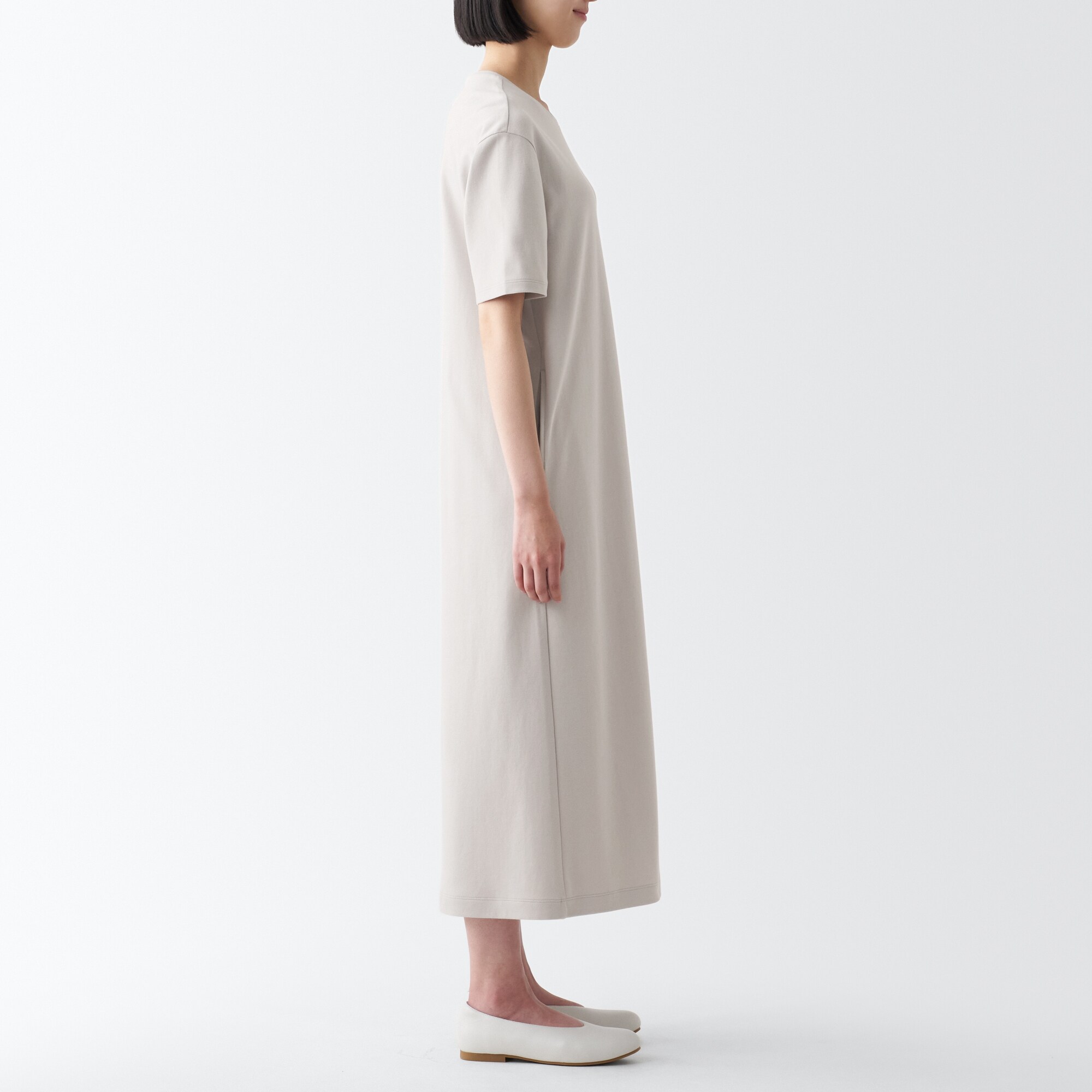 スムース編み半袖ワンピース