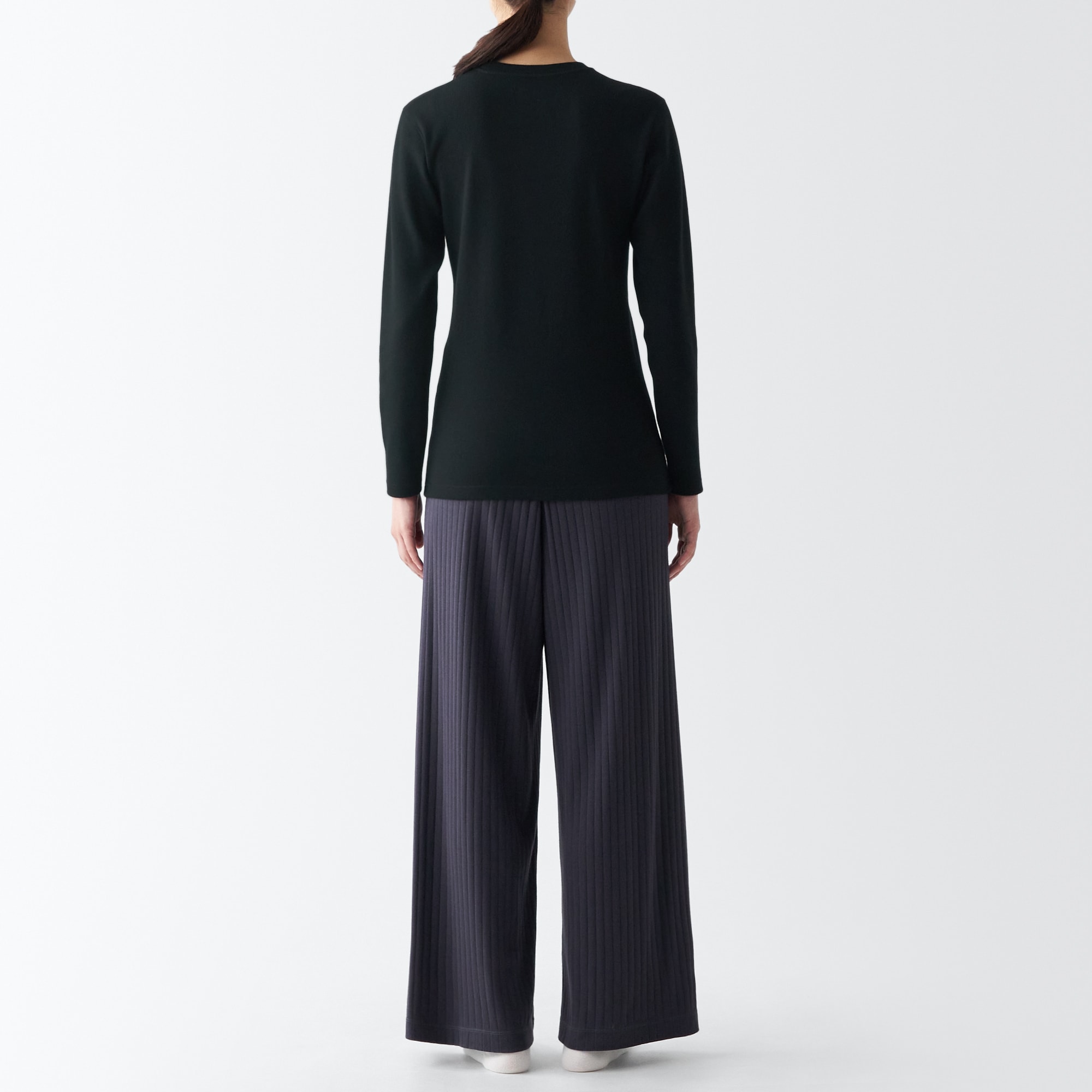 あったか綿　ウール　クルーネック長袖Ｔシャツ