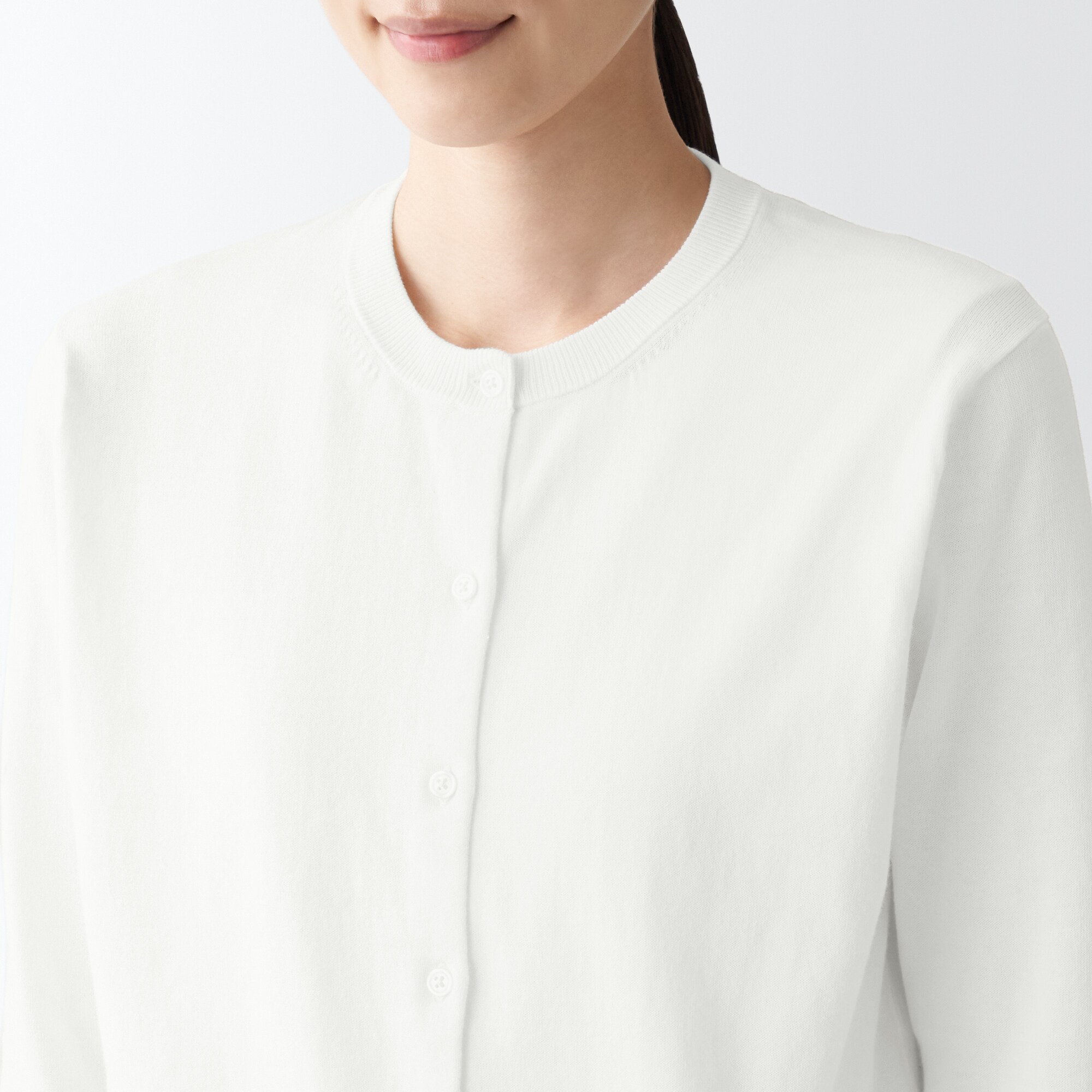 ＵＶカット強撚クルーネックカーディガン（七分袖）