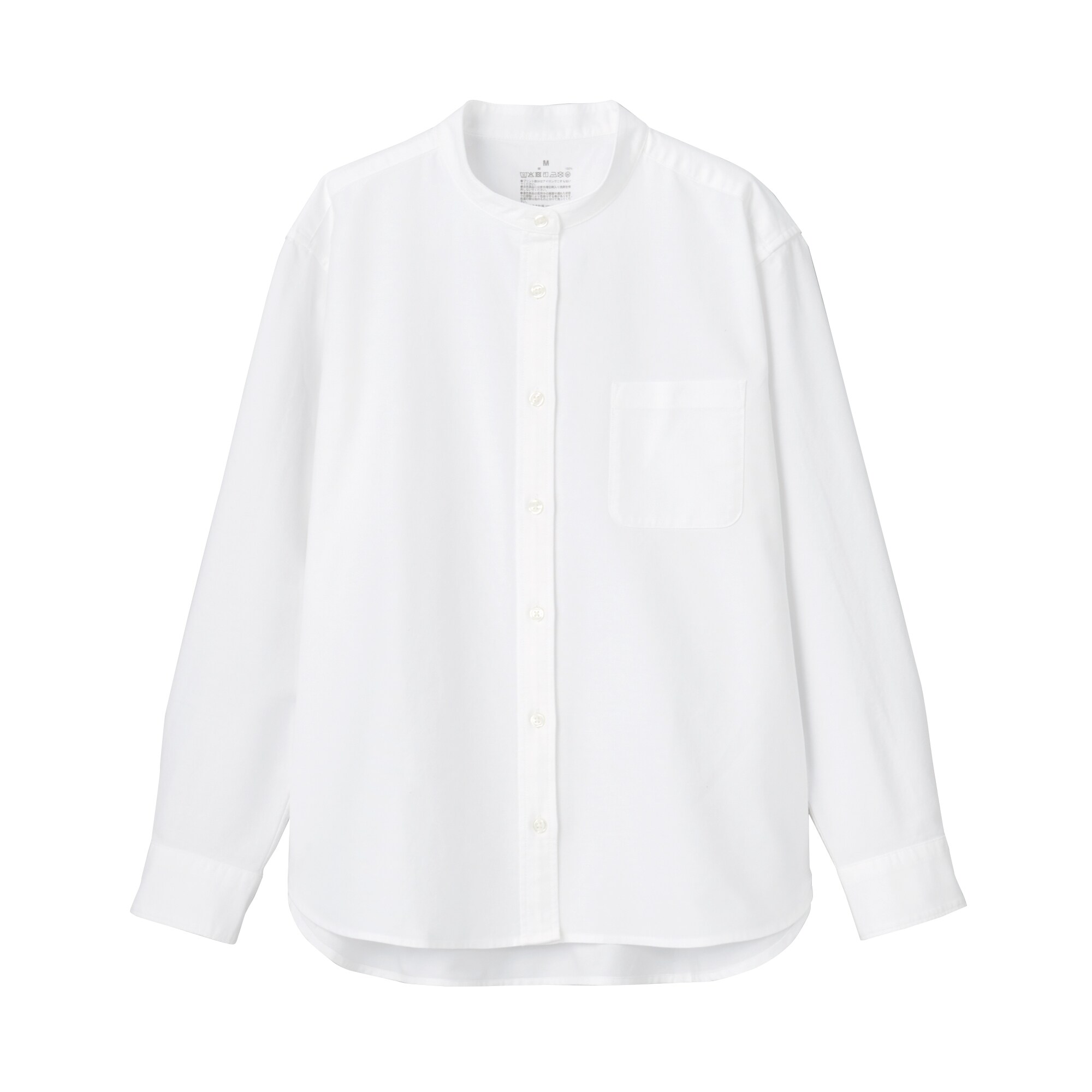 洗いざらしオックススタンドカラーシャツ