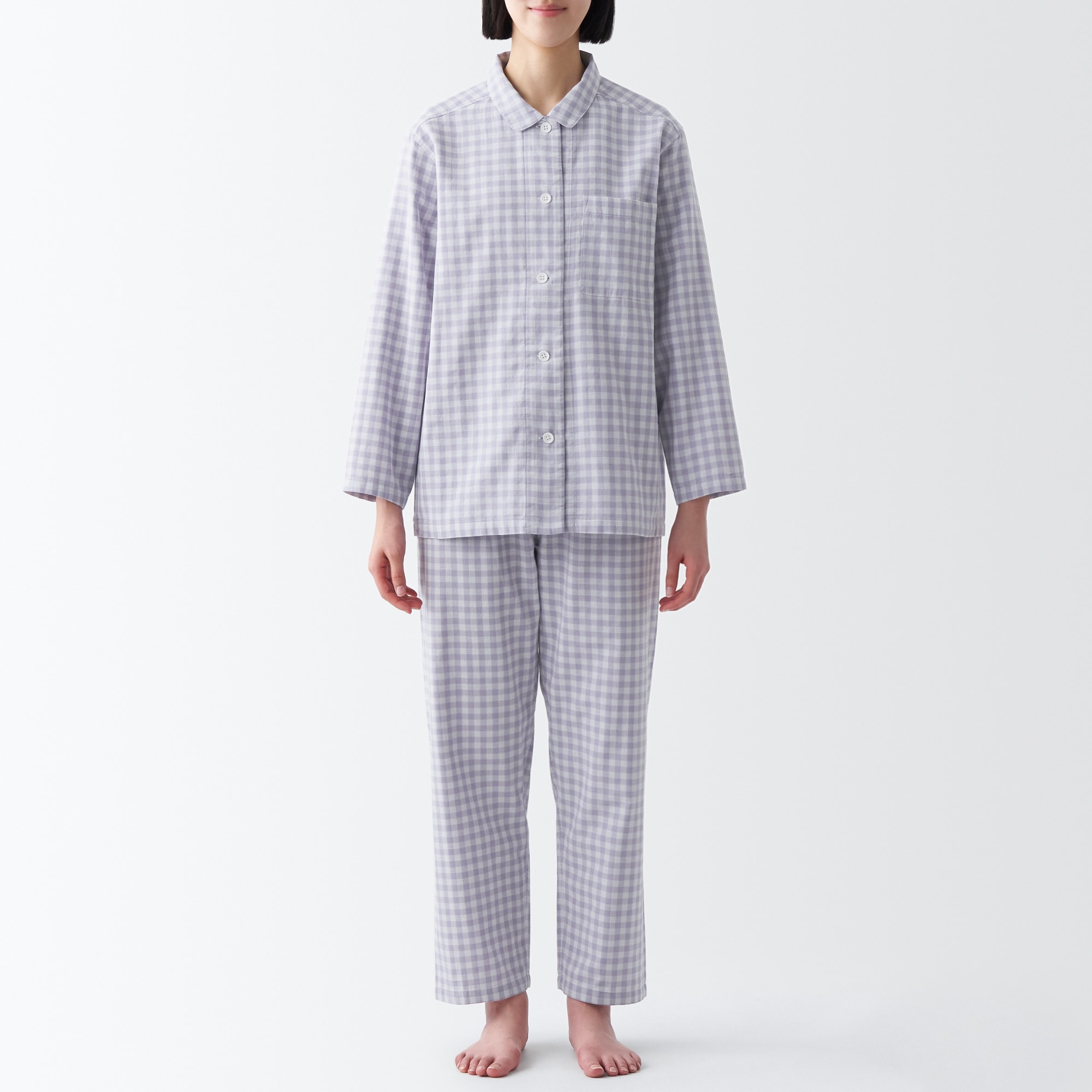 【年中着られる定番】脇に縫い目のない　二重ガーゼパジャマ