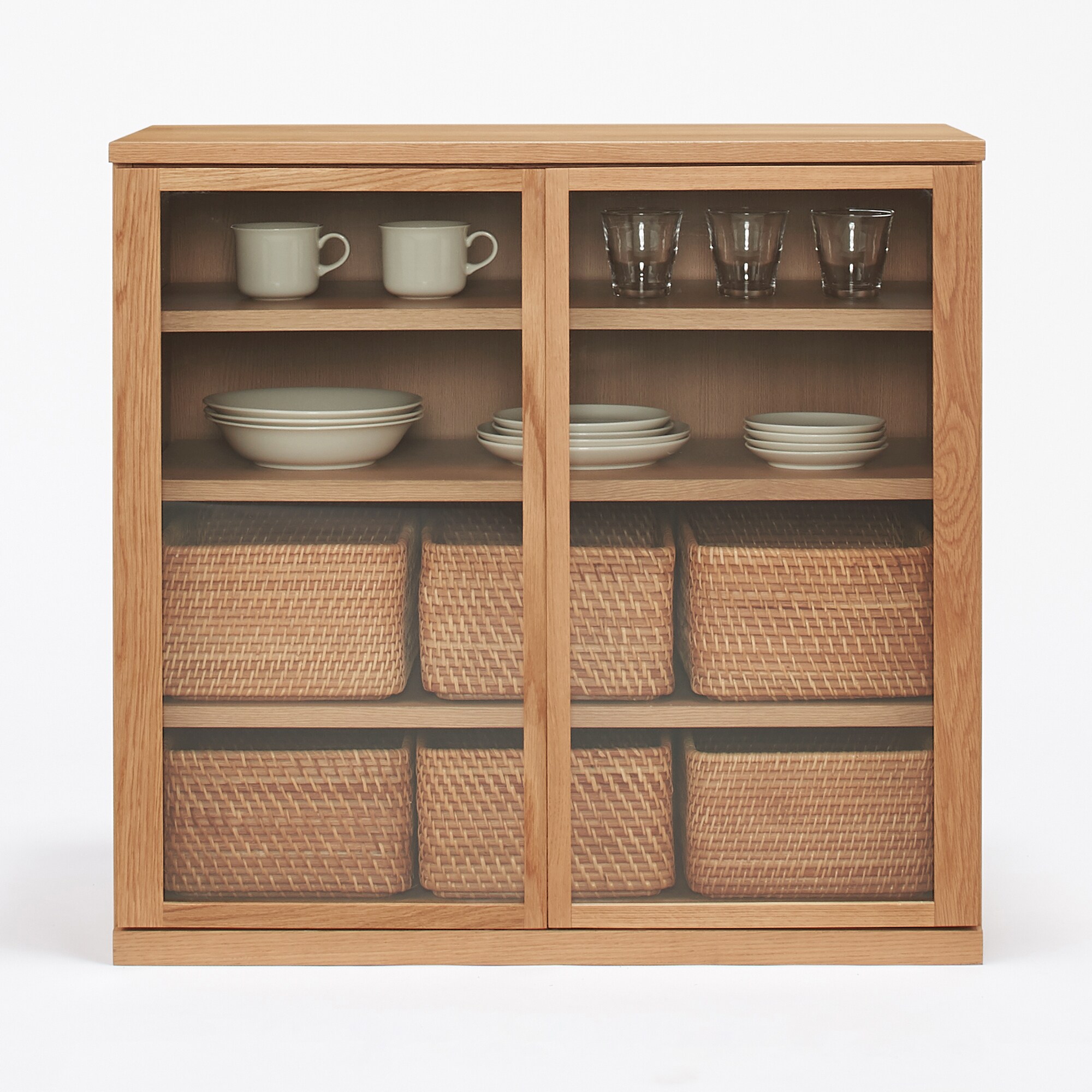 木製キャビネット　ガラス扉