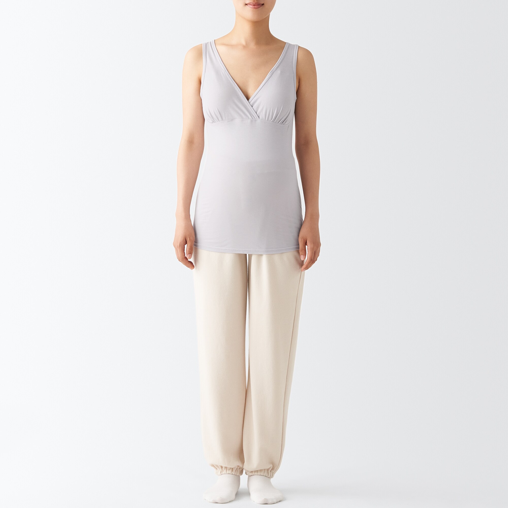 シルク混　授乳に便利なカップ入りタンクトップ（マタニティ）