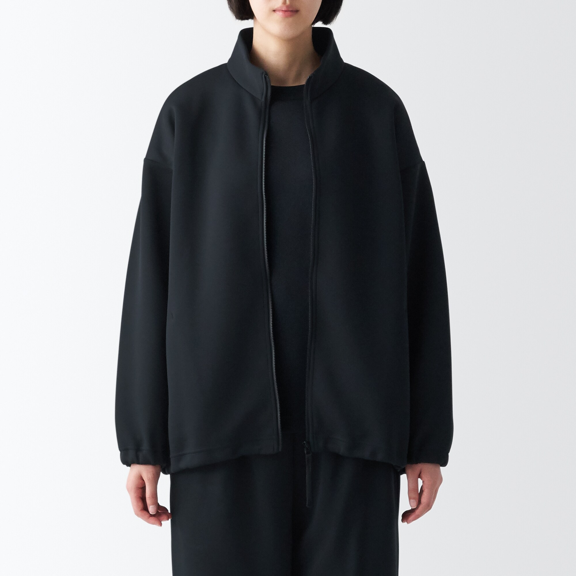 二重編みスウェットブルゾン