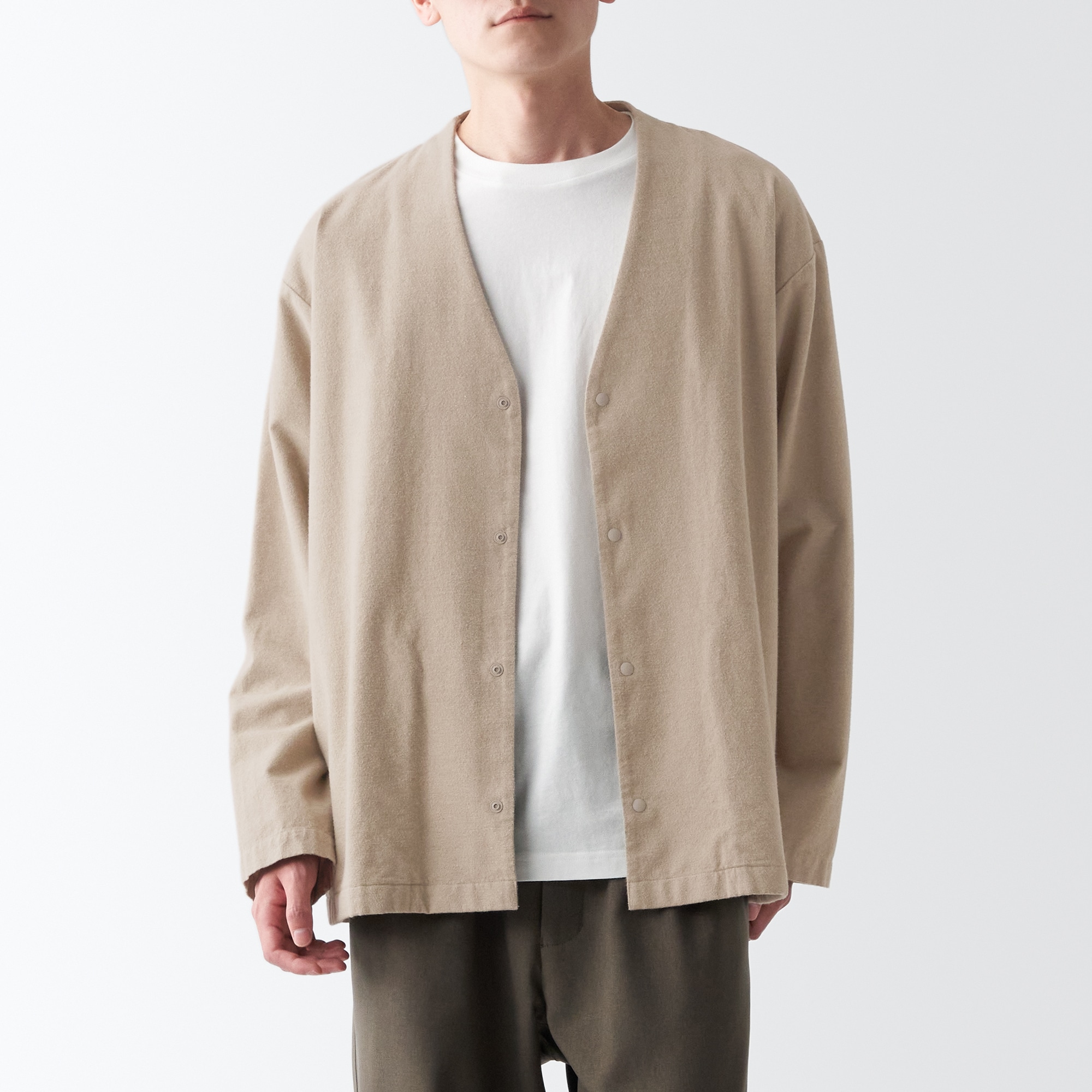 両面起毛フランネルカーディガン