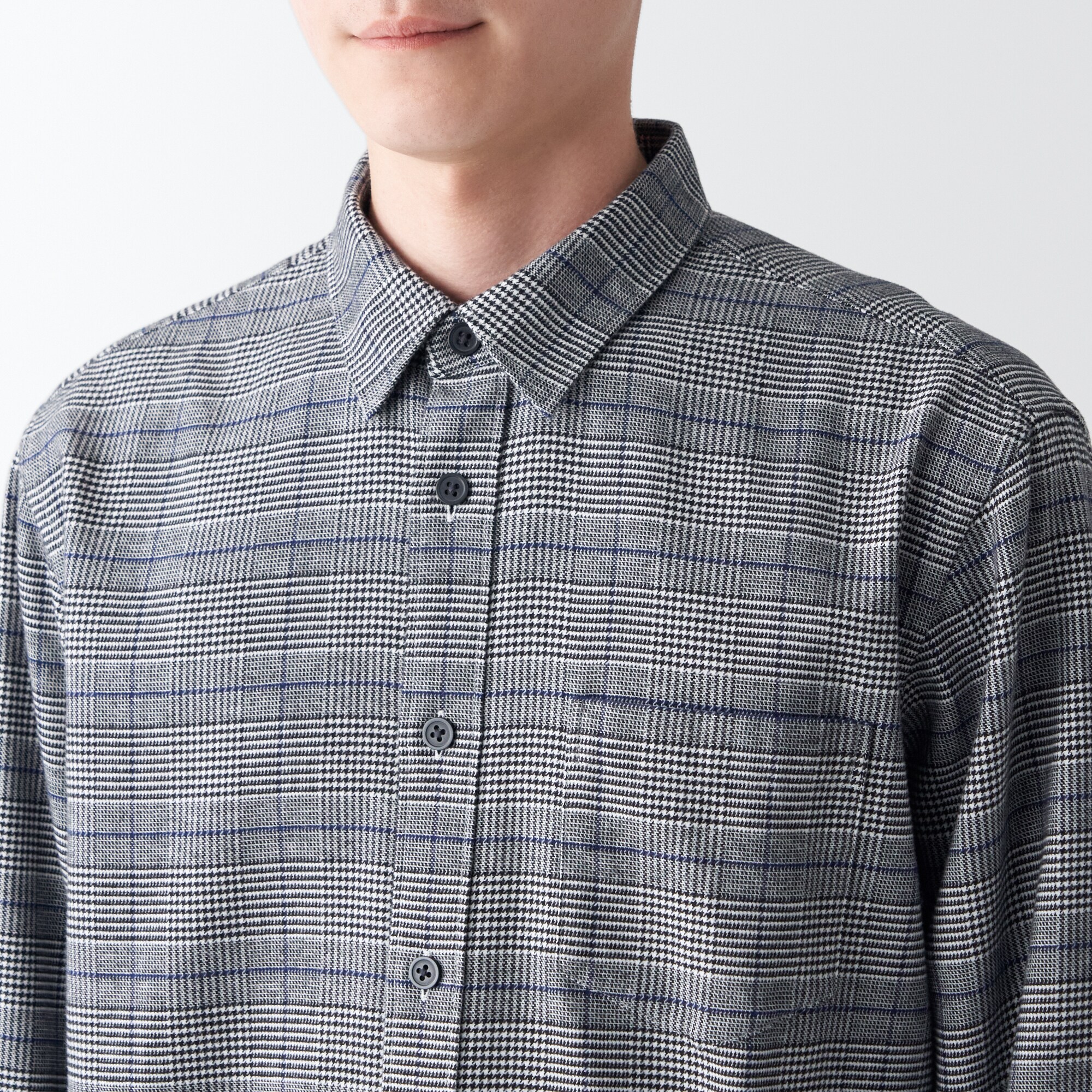 両面起毛フランネル長袖シャツ