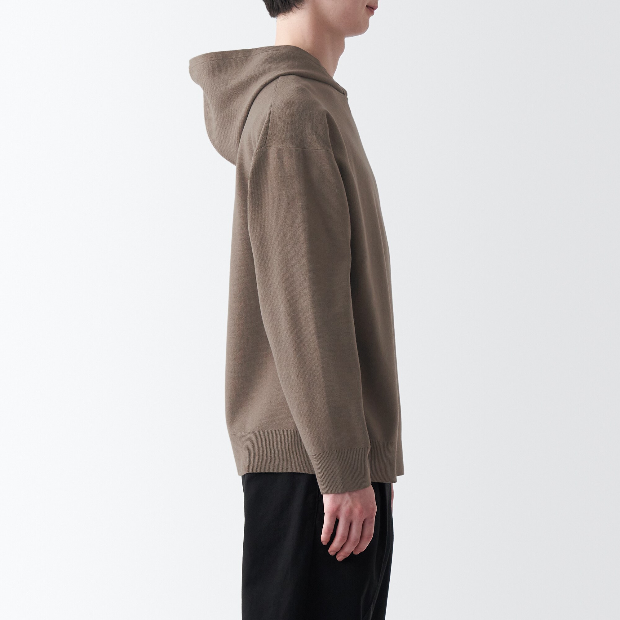 洗えるミラノリブ編みワイドプルパーカ（紳士）