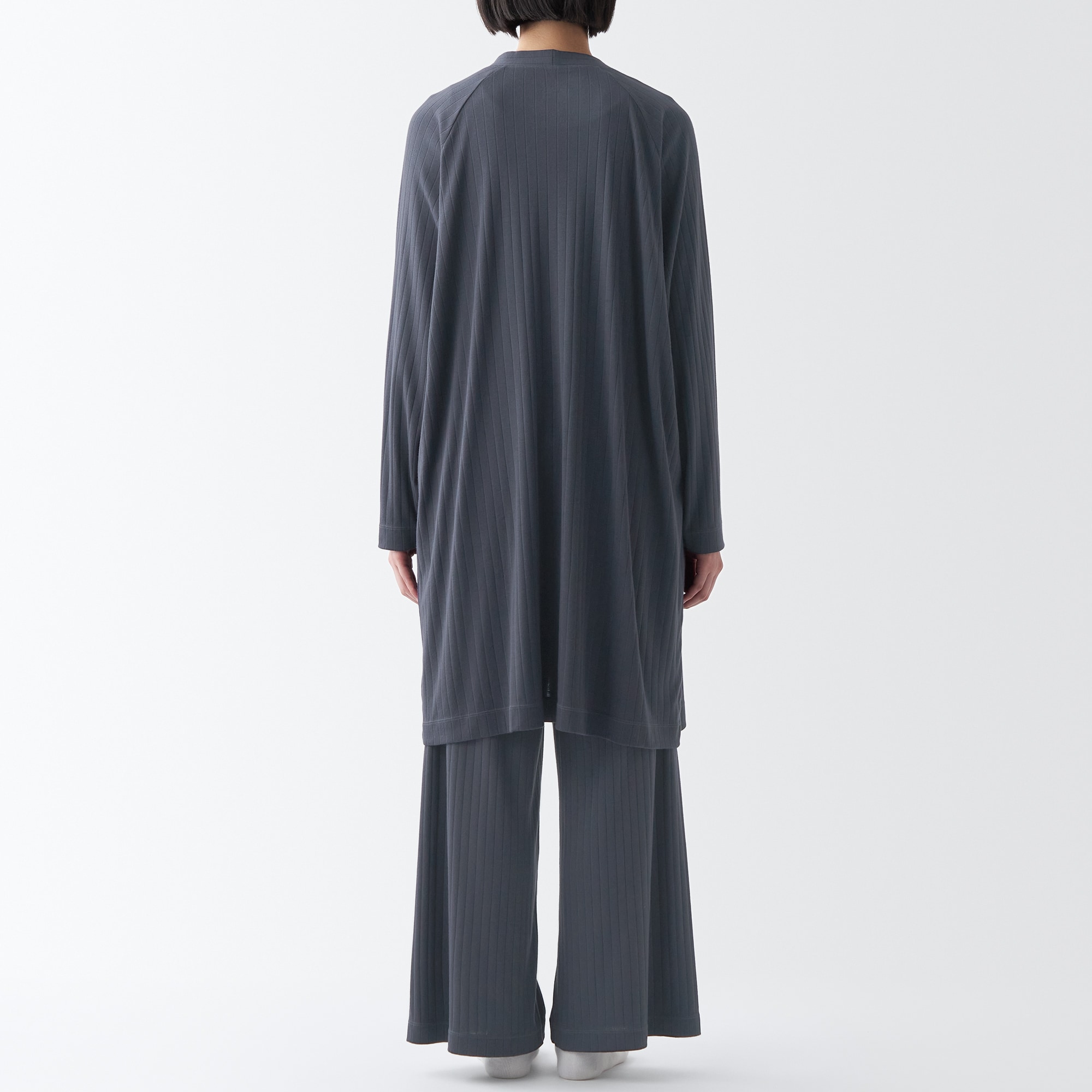 ワイドリブ　ロングカーディガン