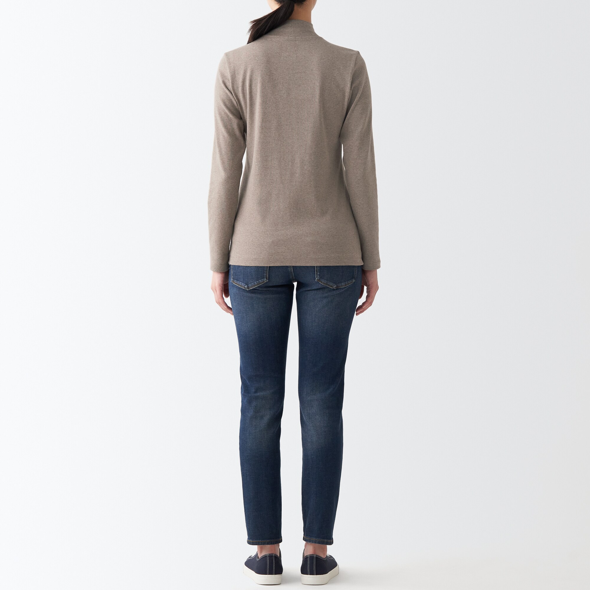 ストレッチフライス編みハイネック長袖Ｔシャツ