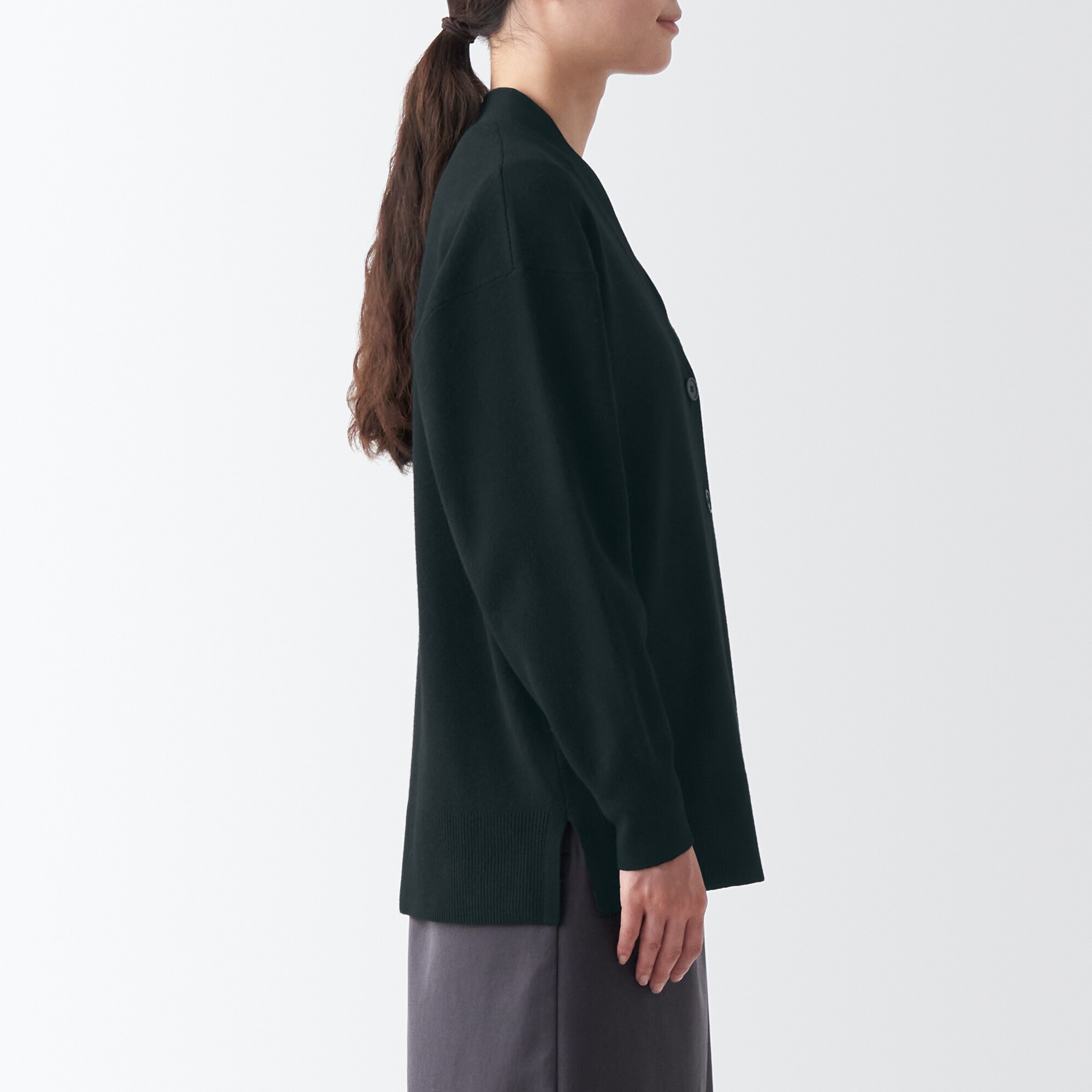 洗えるミラノリブ編みＶネックワイドカーディガン