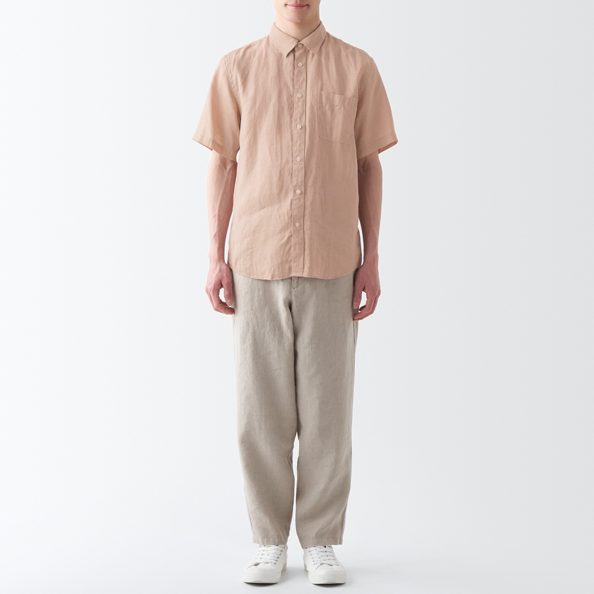ヘンプ洗いざらし半袖シャツ