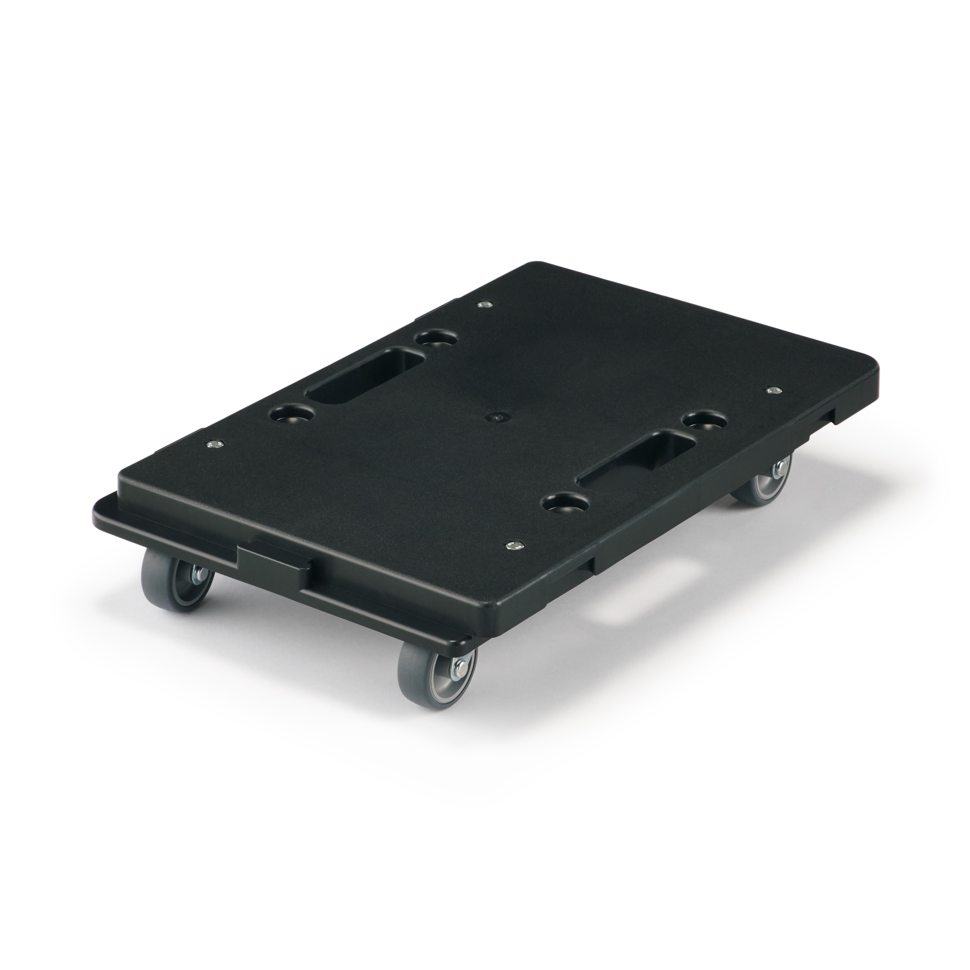 縦にも横にも連結できる再生ポリプロピレン平台車　ダークグレー