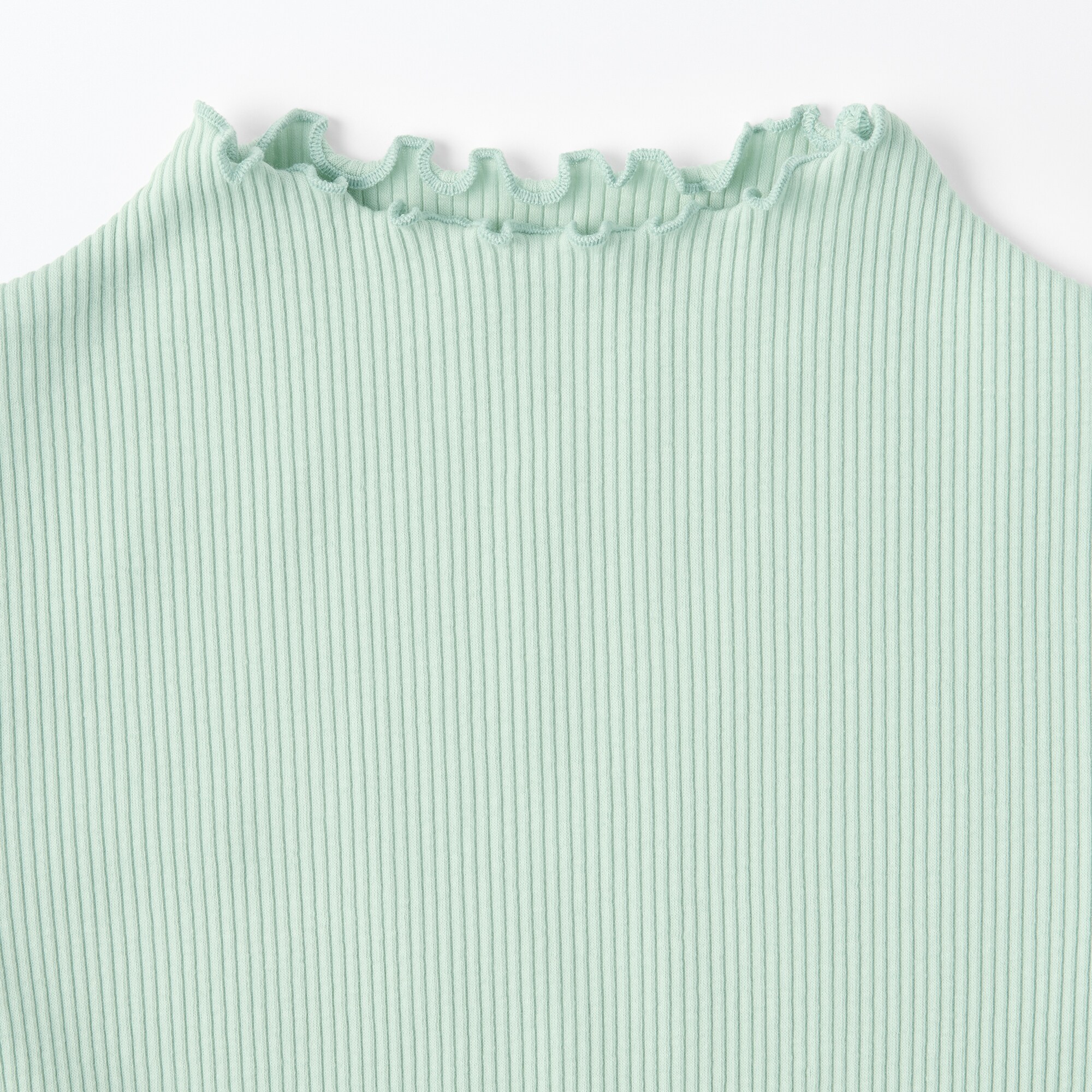 キッズ　ストレッチリブ編みモックネック長袖Ｔシャツ