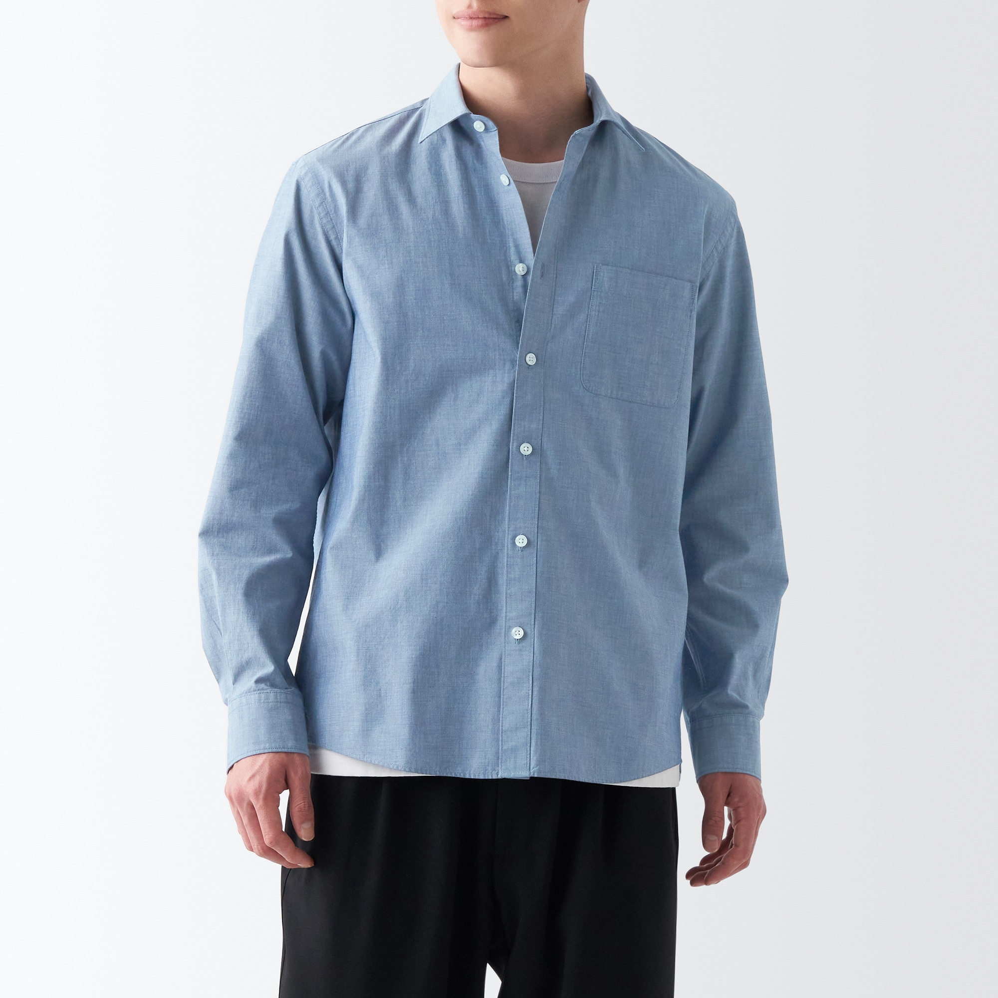 洗いざらしブロード長袖シャツ