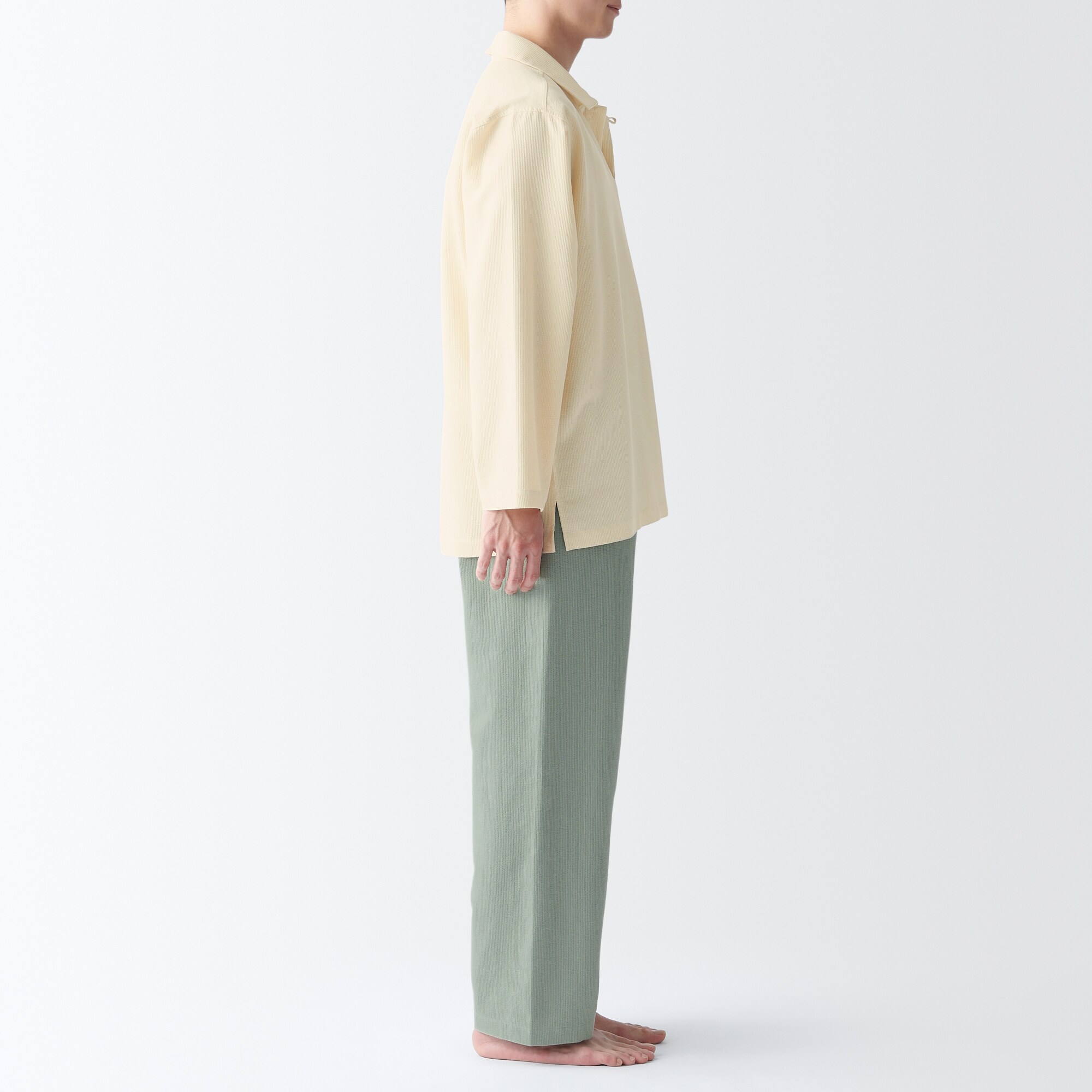 紳士　木の実から作ったカポック混　スキッパーパジャマ