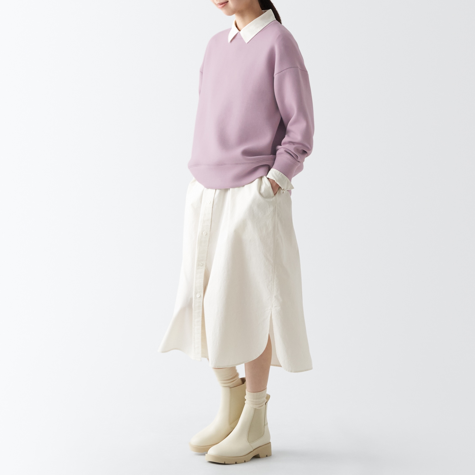 二重編みスウェットシャツ