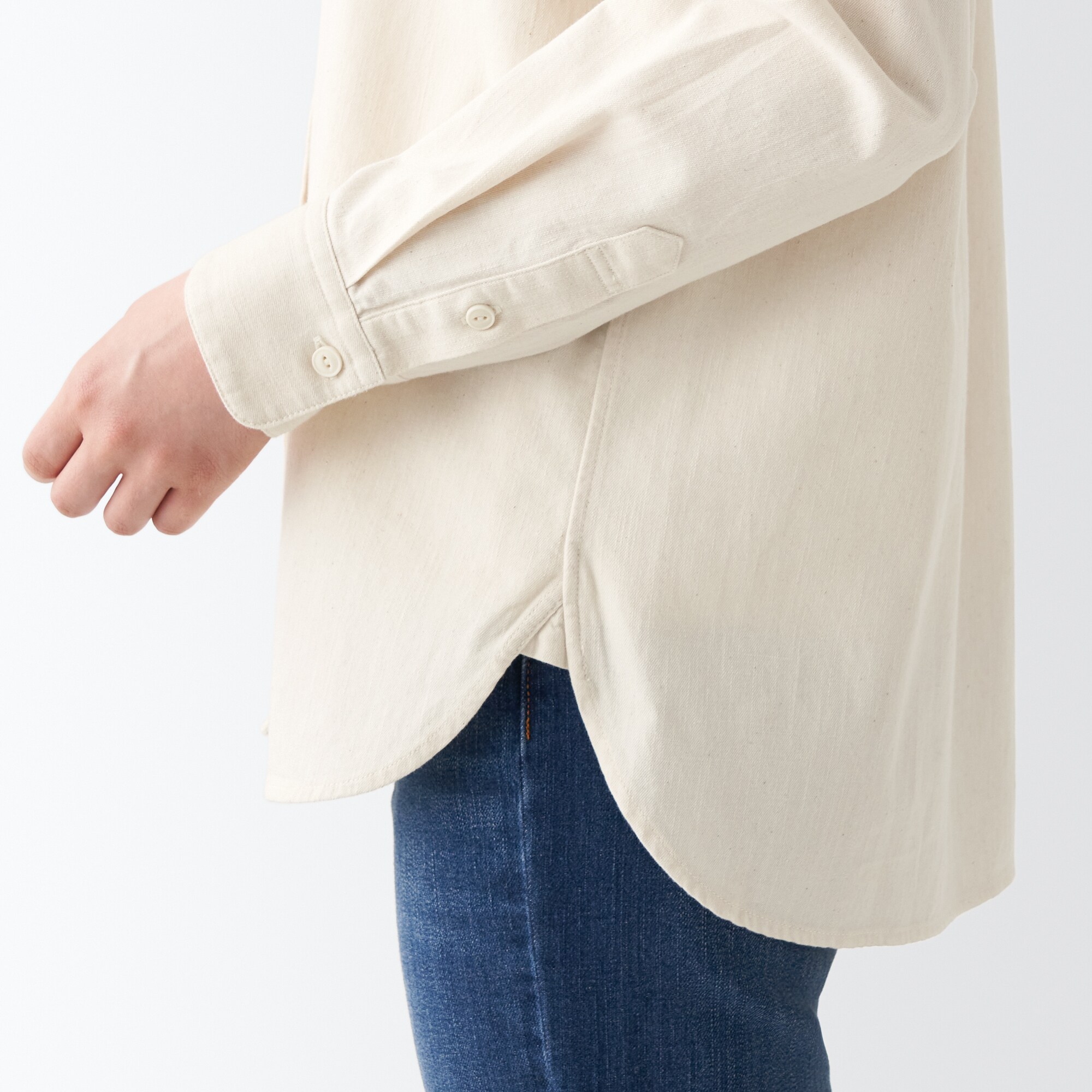 洗いざらしデニムレギュラーカラー長袖シャツ