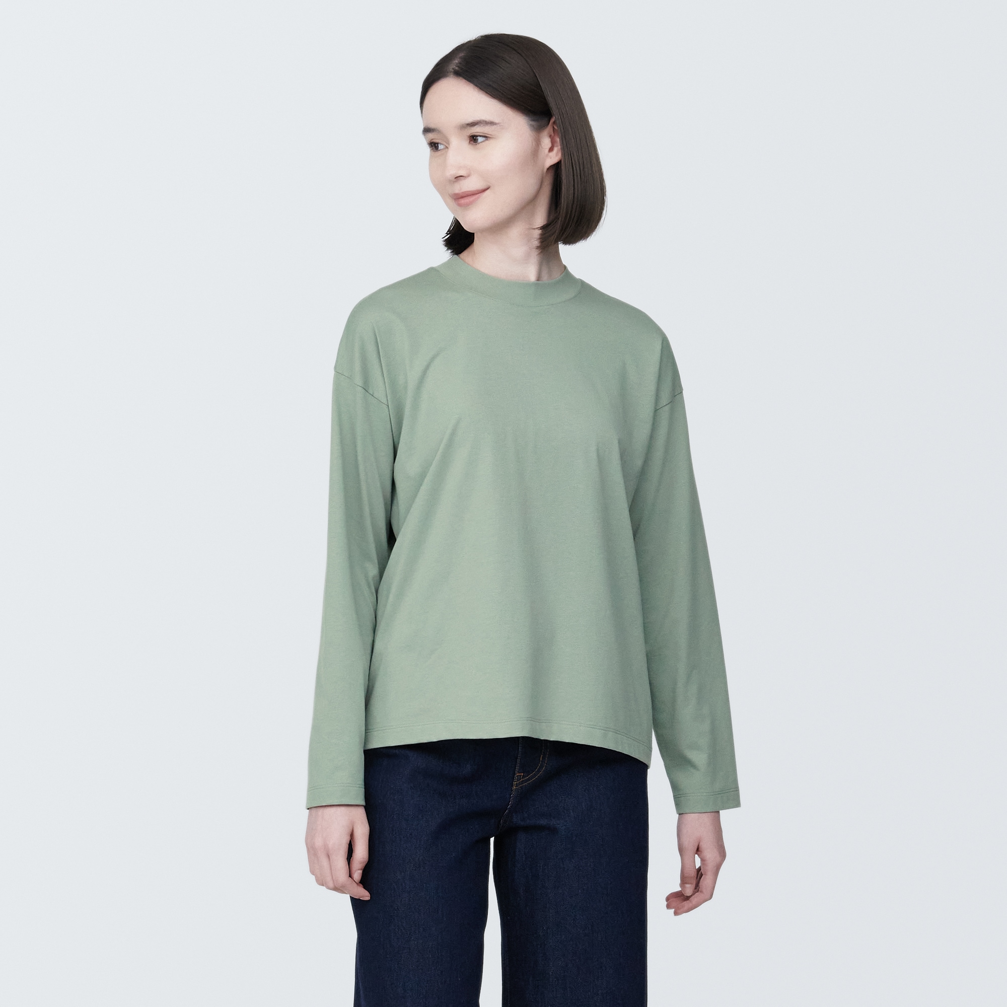 婦人　天竺編みクルーネック長袖Ｔシャツ