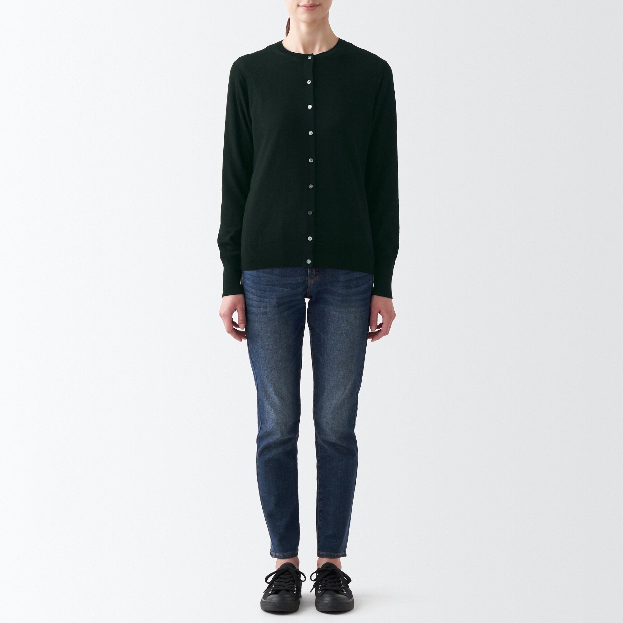 メリノウールクルーネックカーディガン