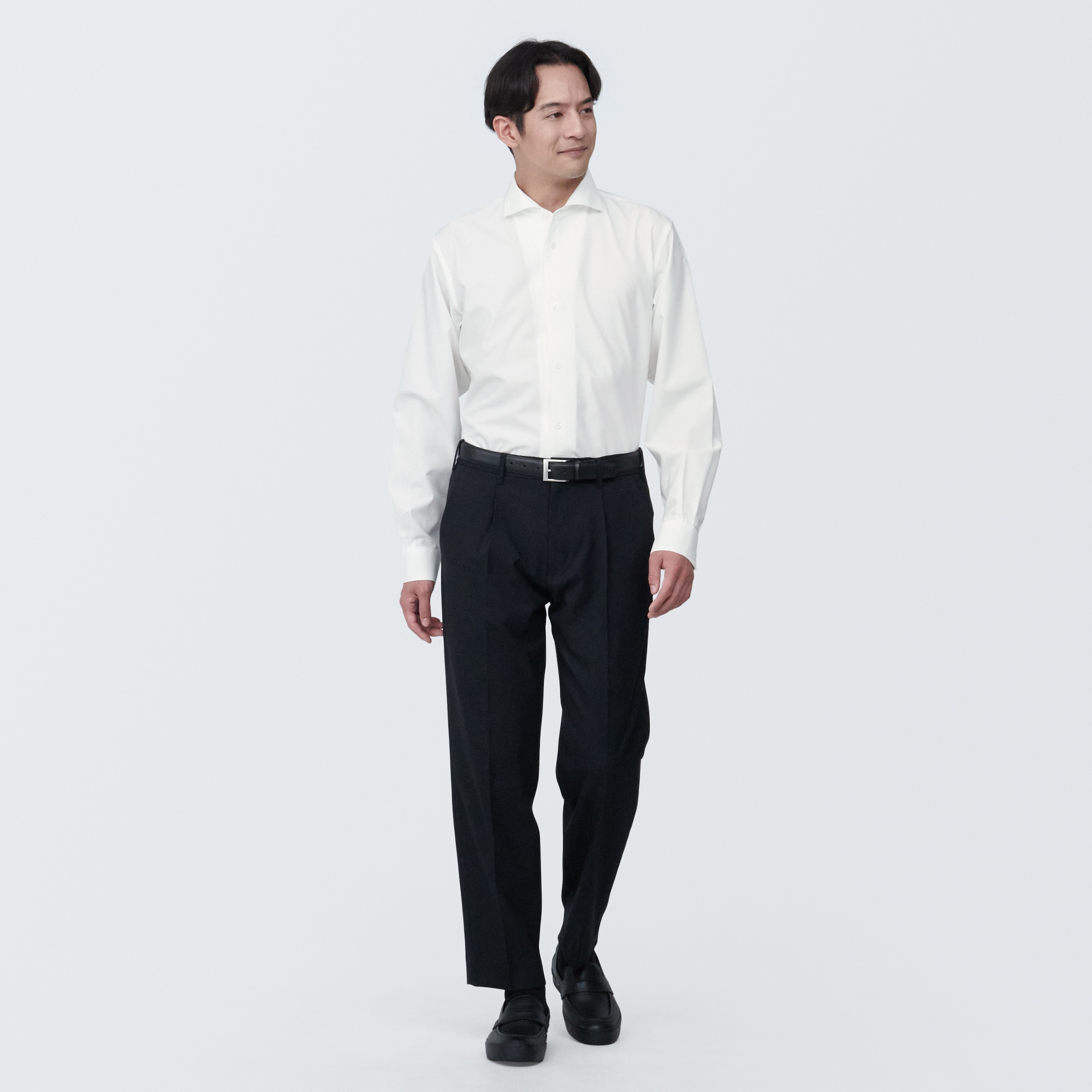 紳士　ノンアイロンカッタウェイカラー長袖シャツ