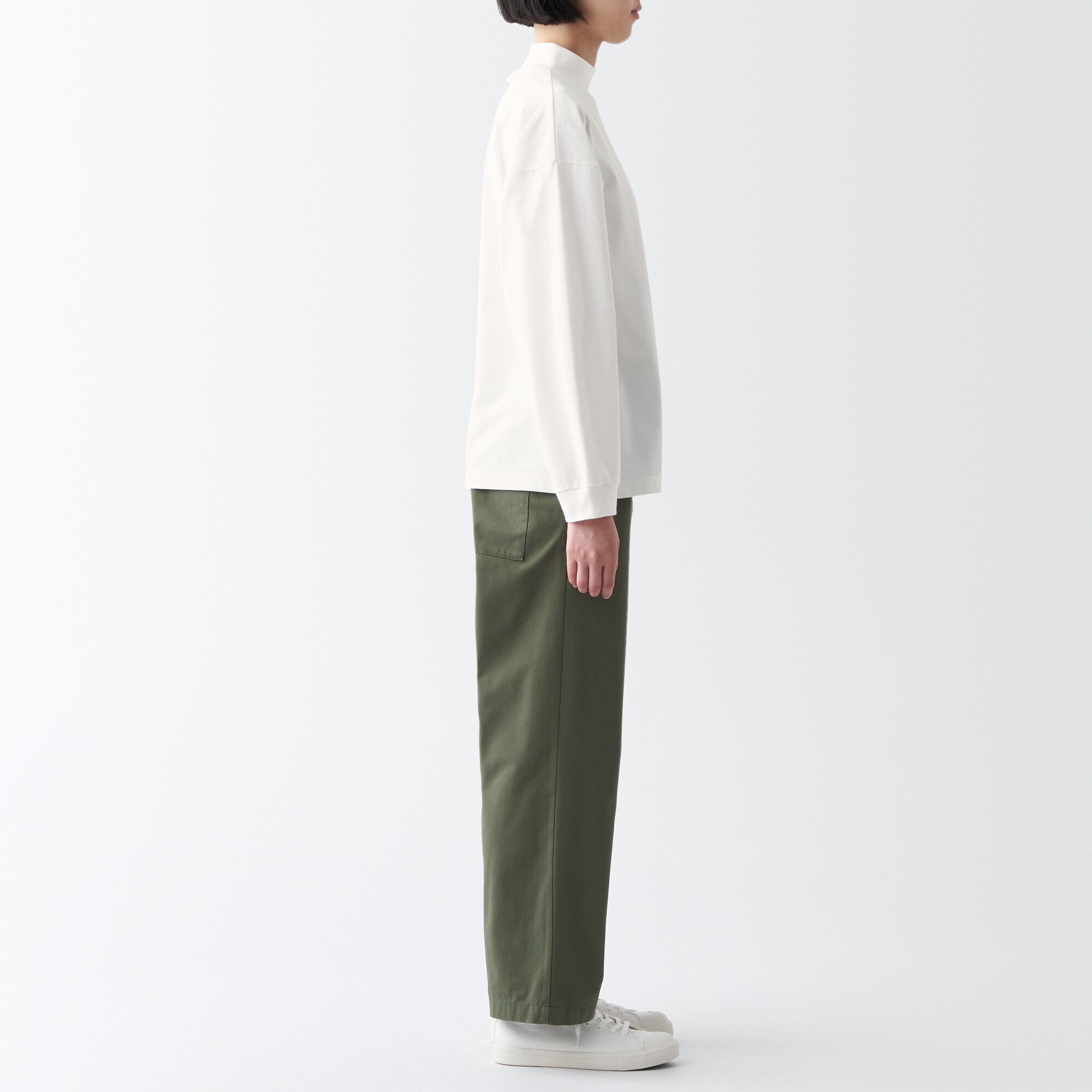 天竺編みハイネック長袖Ｔシャツ