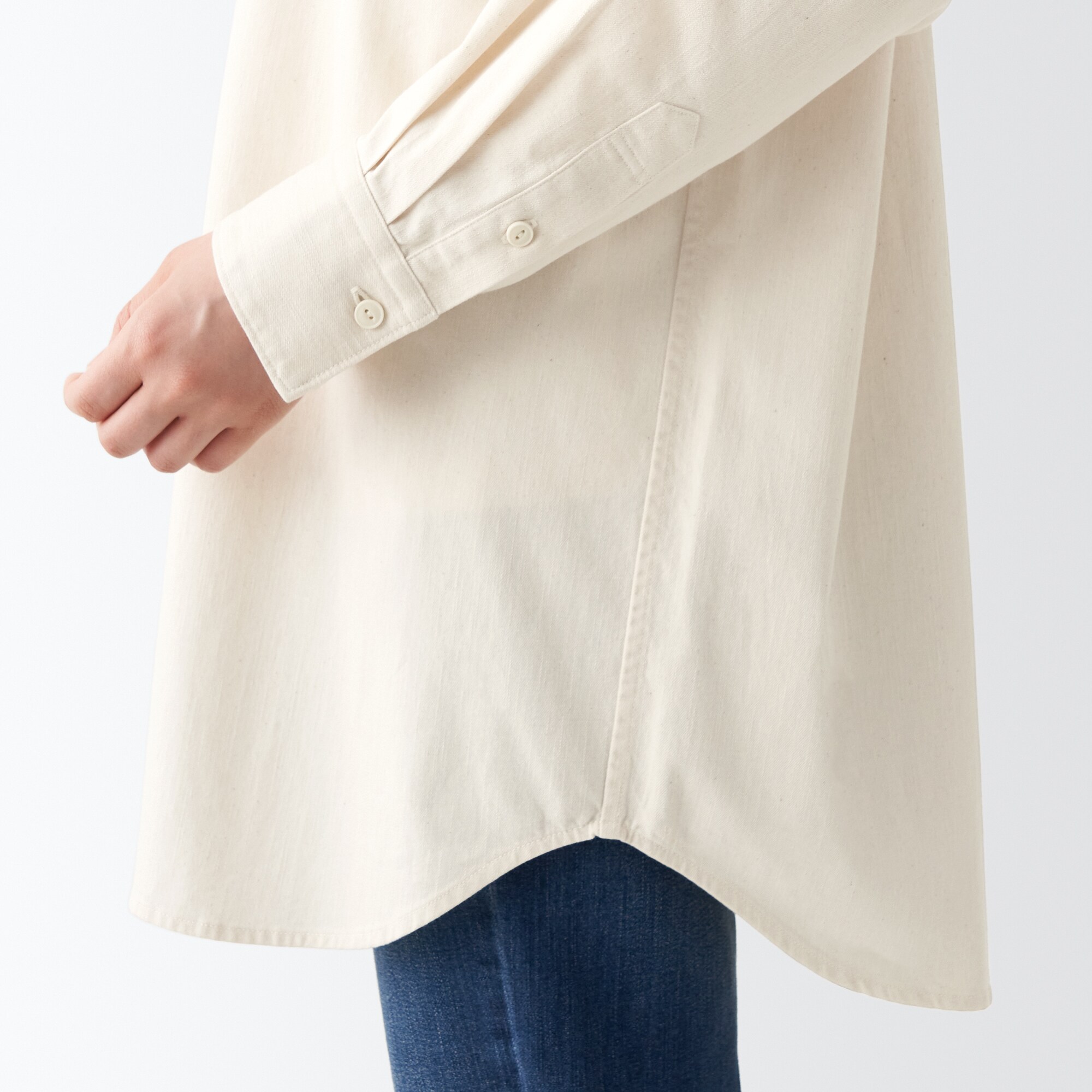 洗いざらしデニムレギュラーカラーチュニック