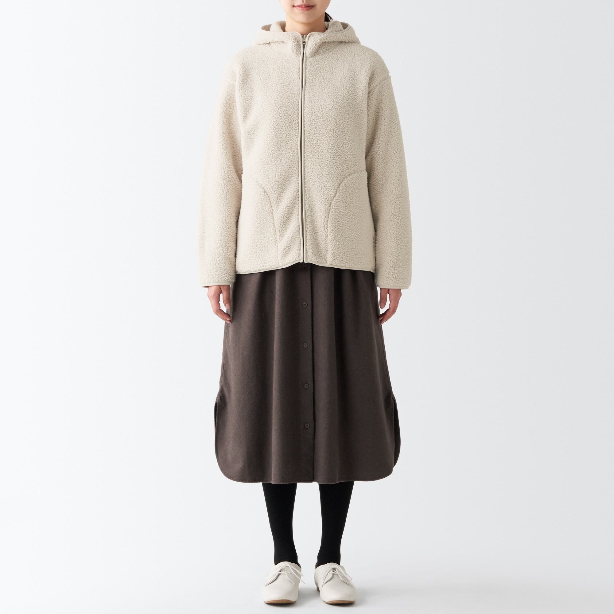 再生ポリエステルボアフリースパーカー