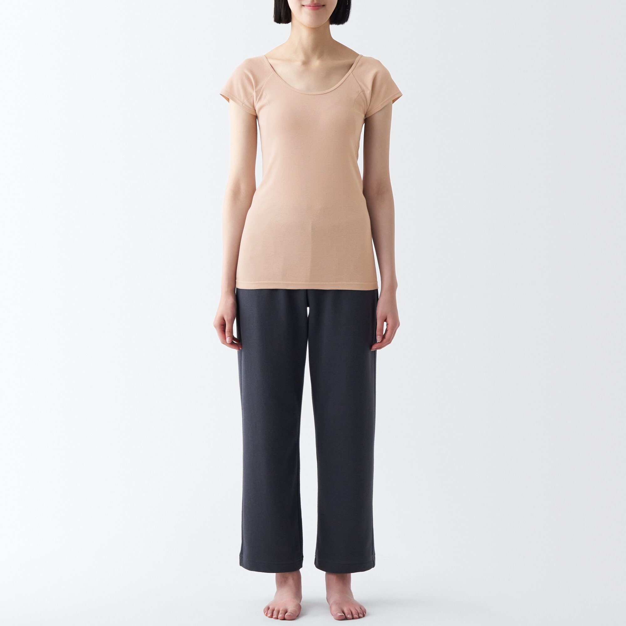 さらっと綿　汗取りパッド付きフレンチスリーブＴシャツ