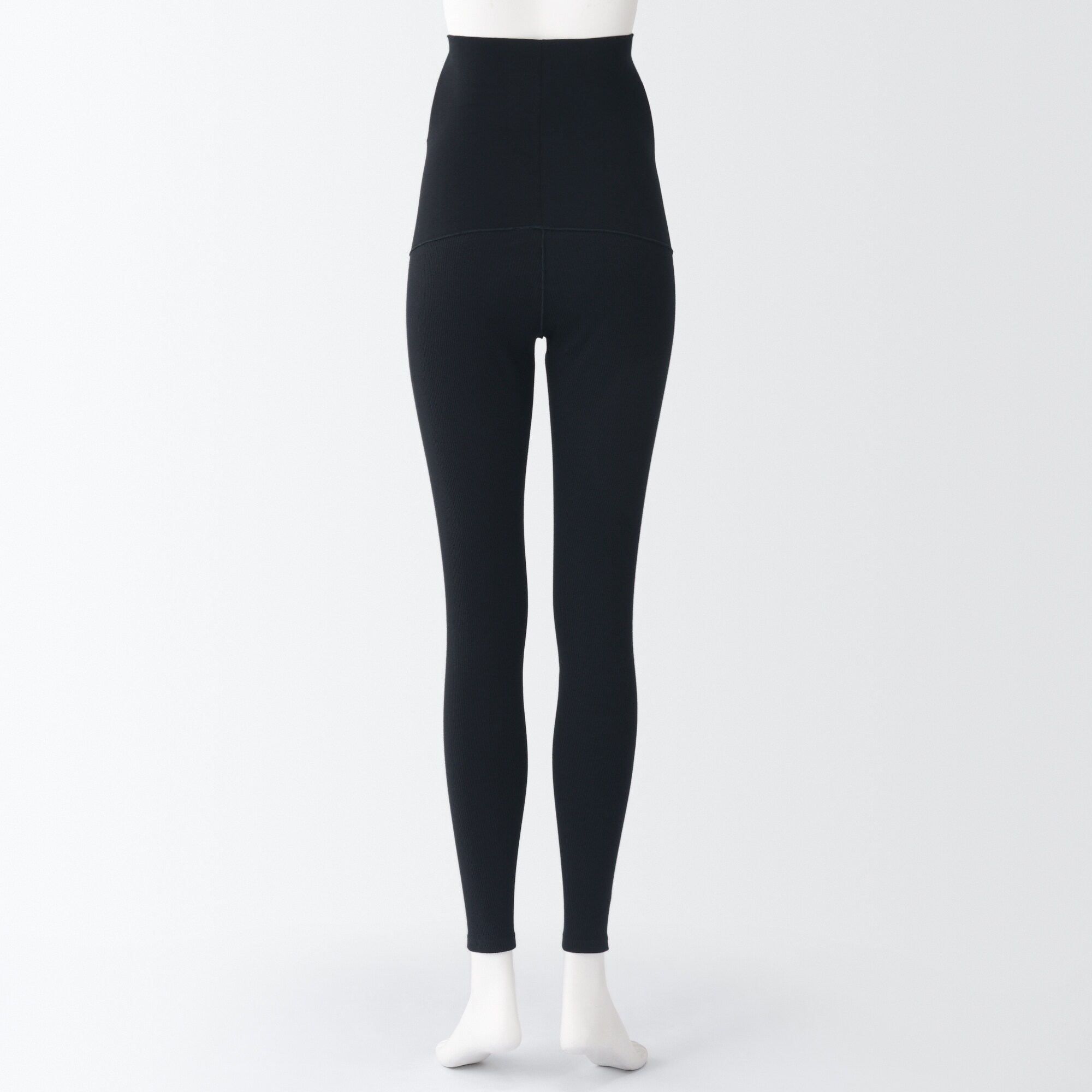 ストレッチリブ編み　腹巻つきレギンス（十分丈）