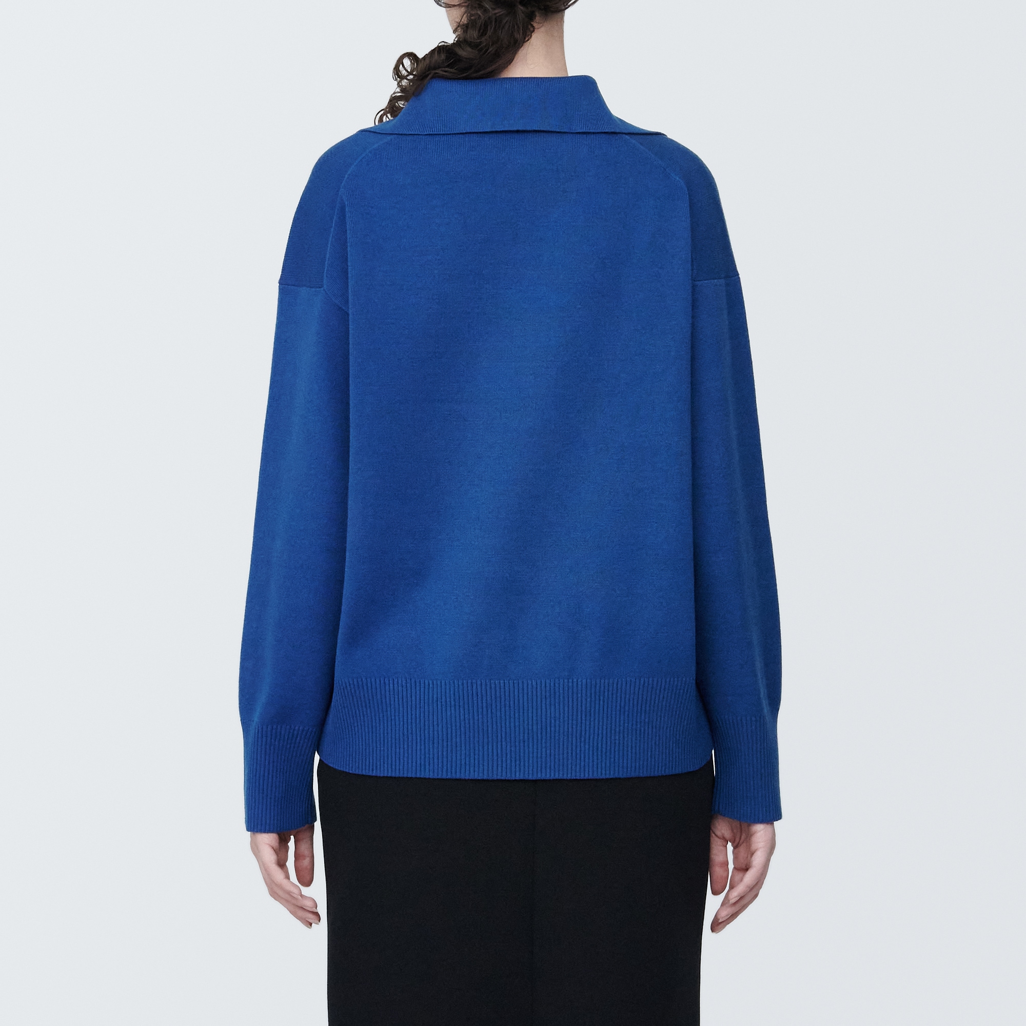 婦人　洗えるミラノリブ編みスキッパーポロセーター