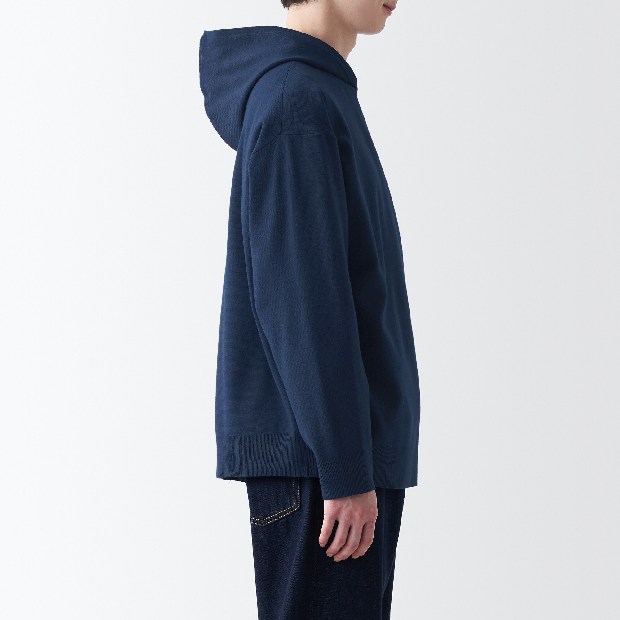 洗えるミラノリブ編みワイドプルパーカ（紳士）