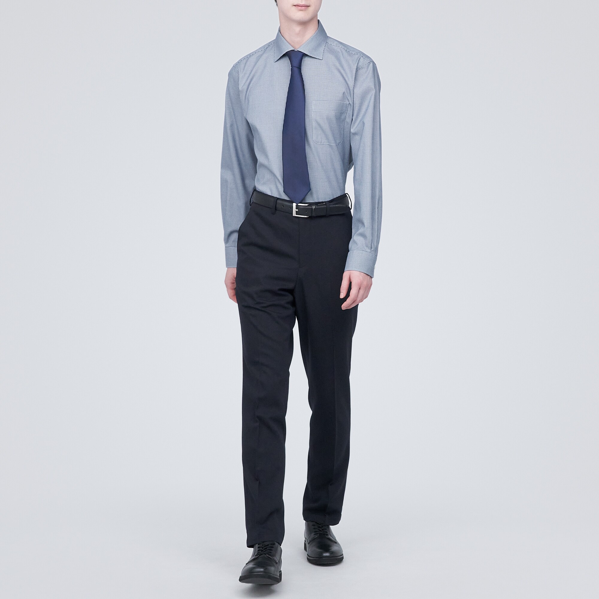 ノンアイロンビジネスセミワイドカラー長袖シャツ