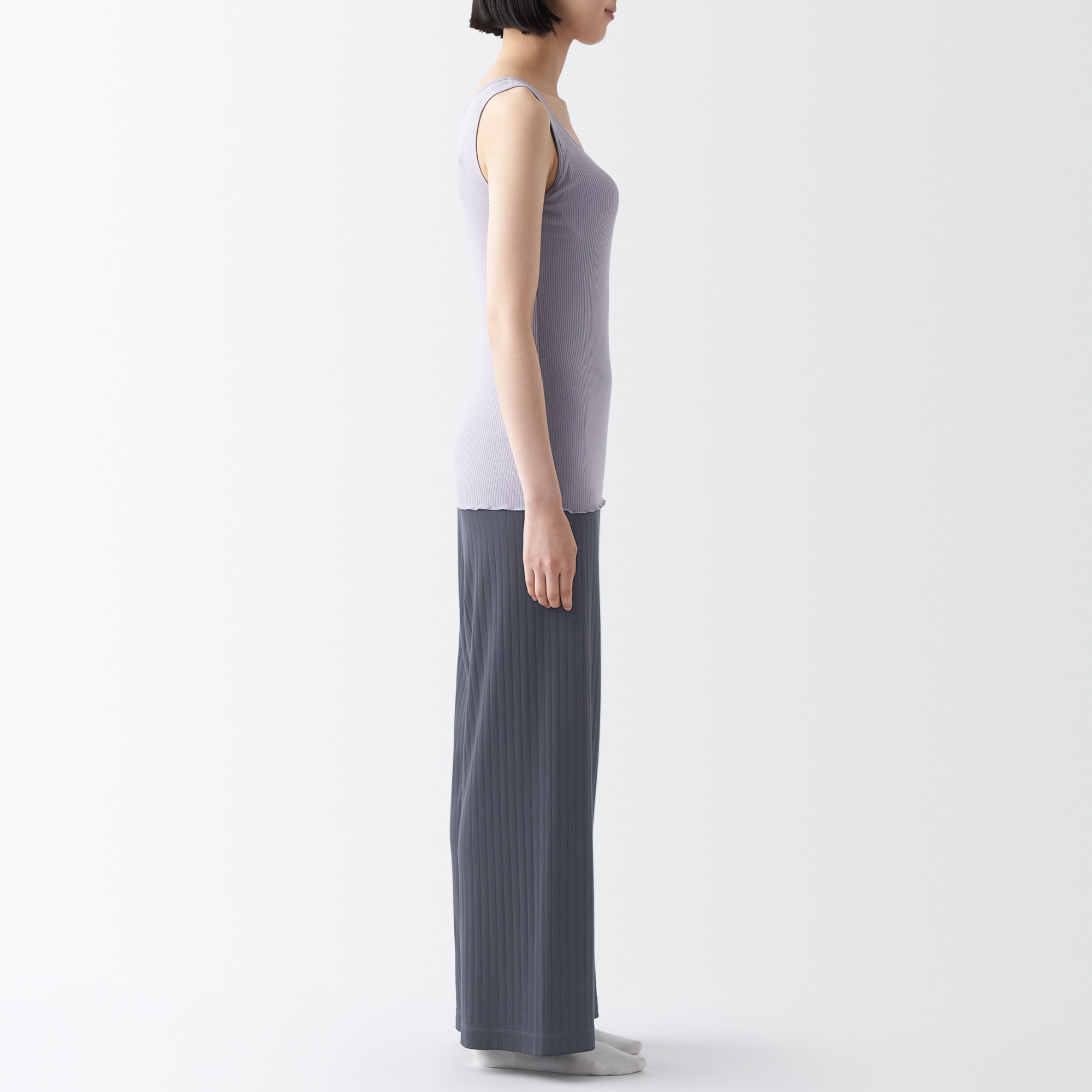 ワイドリブ　ロングパンツ