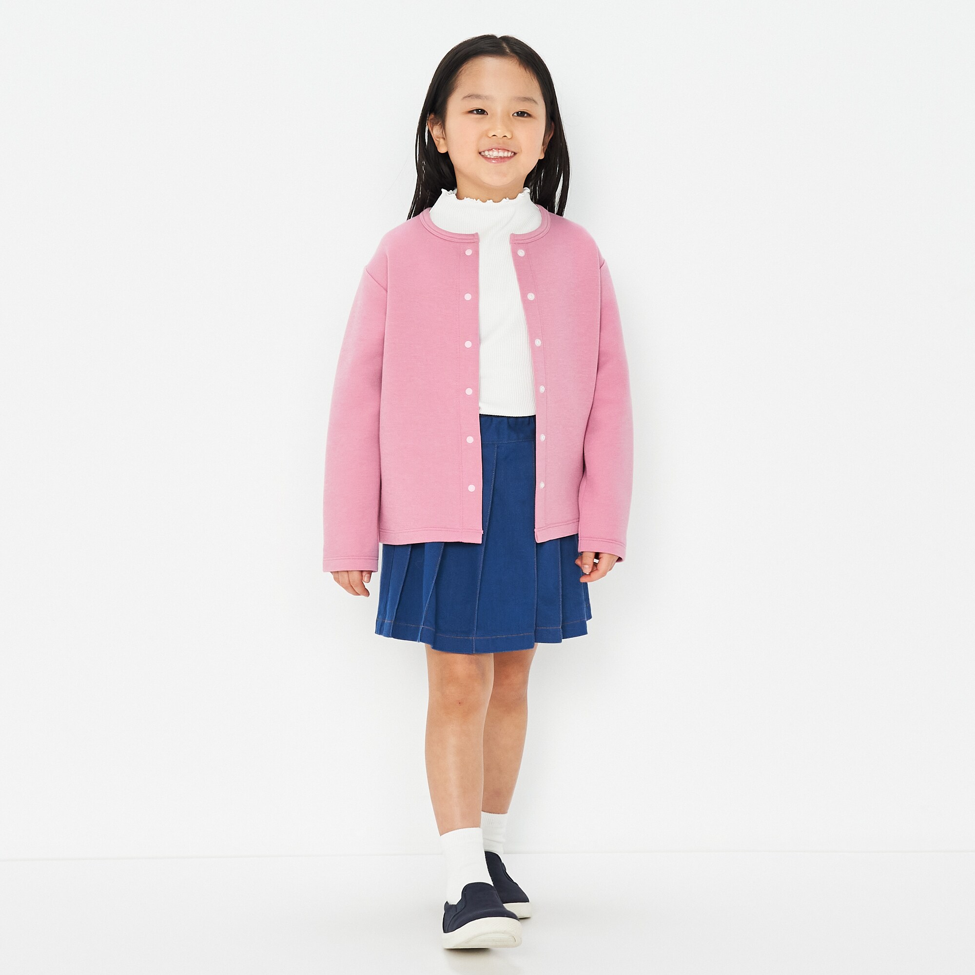 キッズ　二重編みスウェットスナップカーディガン