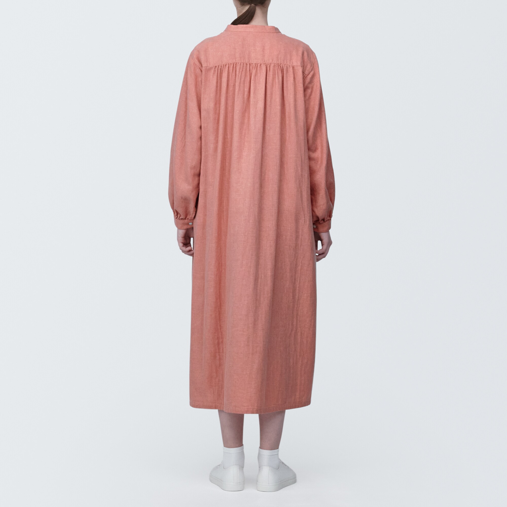 婦人　カポック混二重ガーゼ　長袖ワンピース