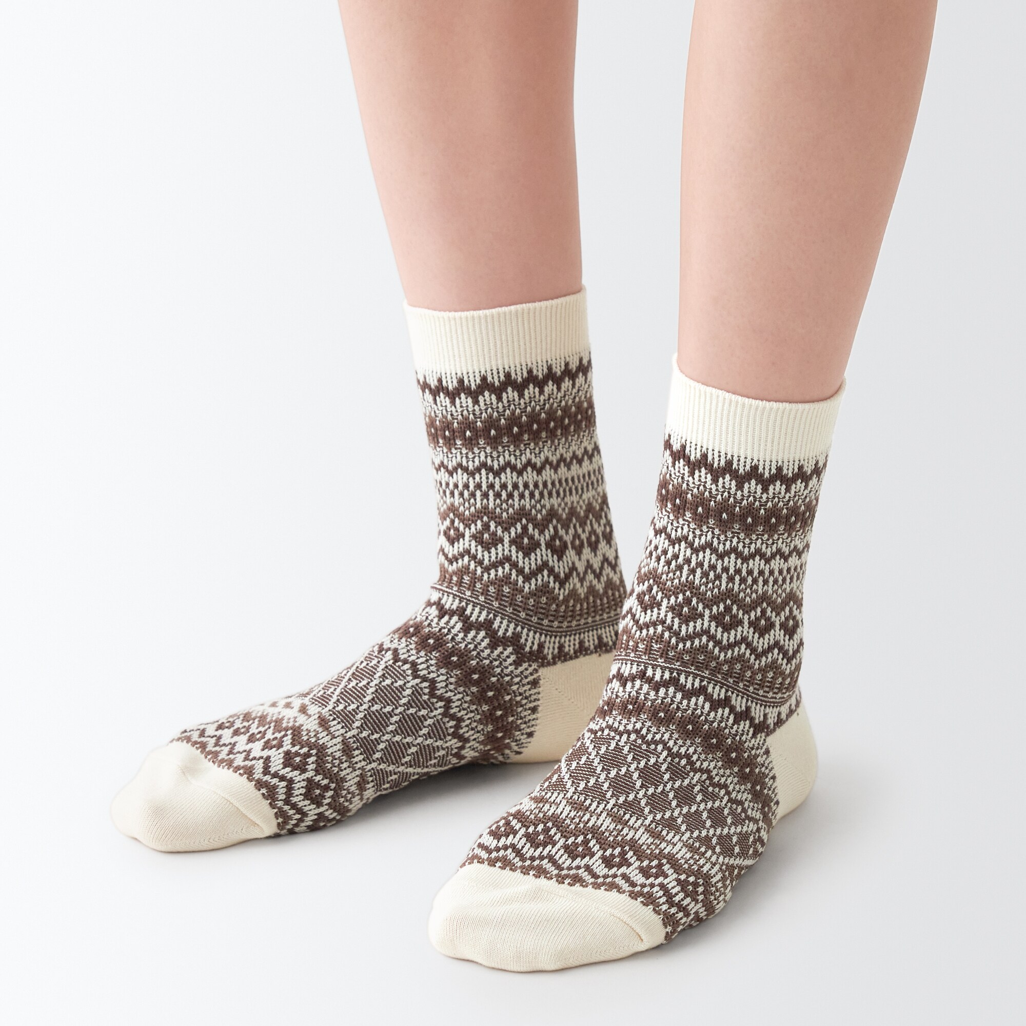 【数量限定】足なり直角　履き口やわらか　ジャカード柄靴下（婦人）