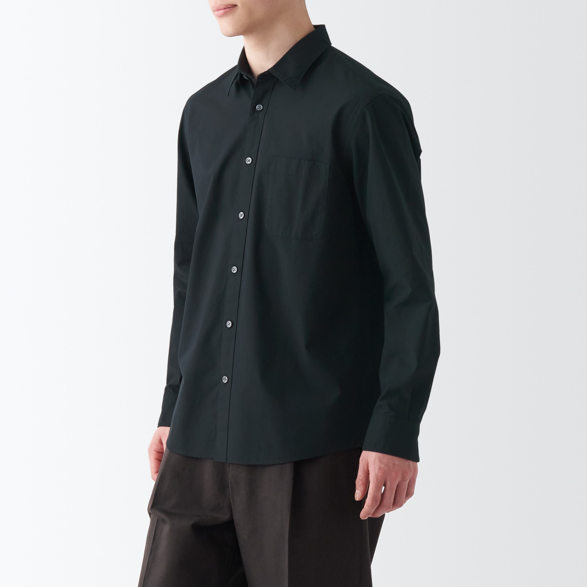 洗いざらしブロード長袖シャツ