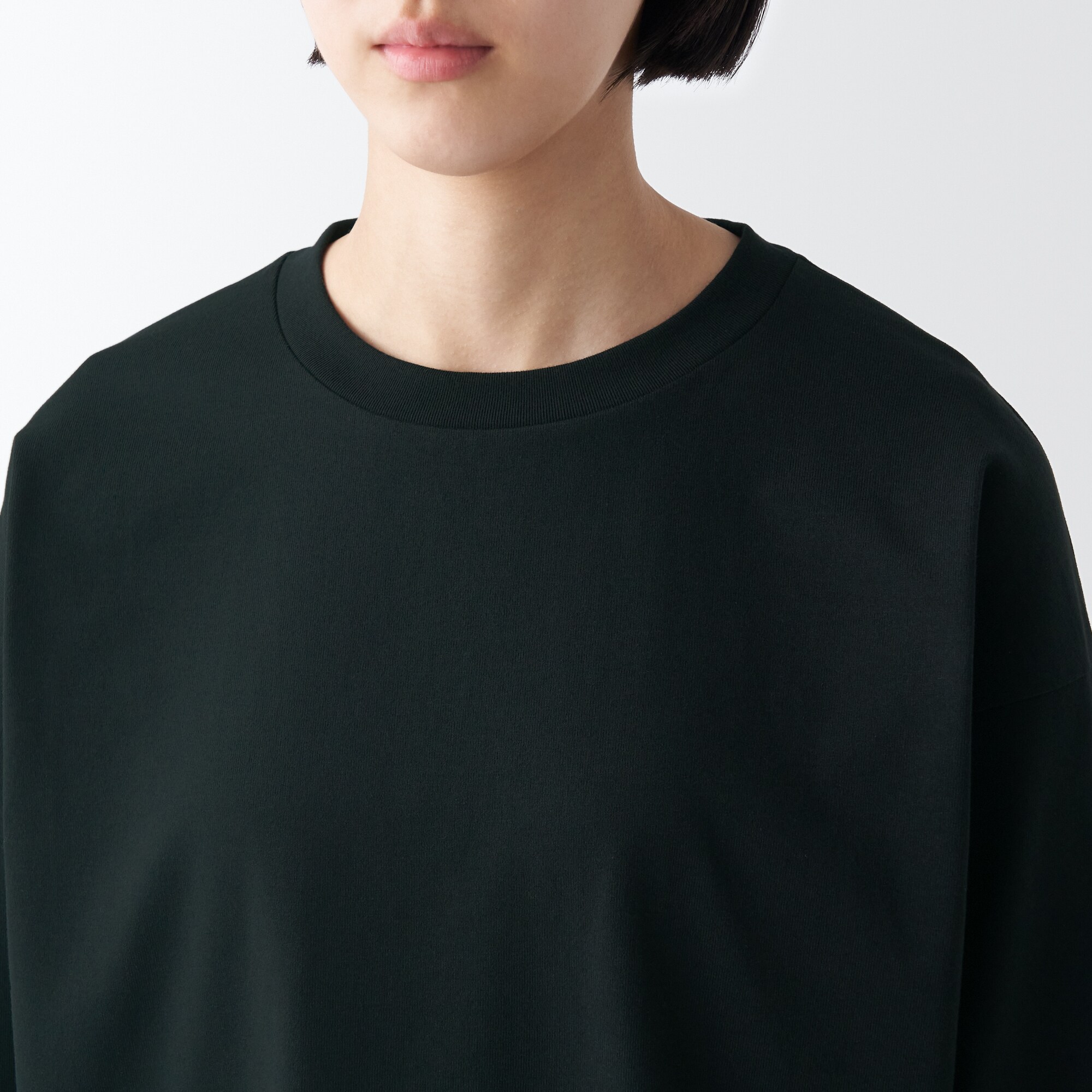 天竺編みクルーネック長袖Ｔシャツ