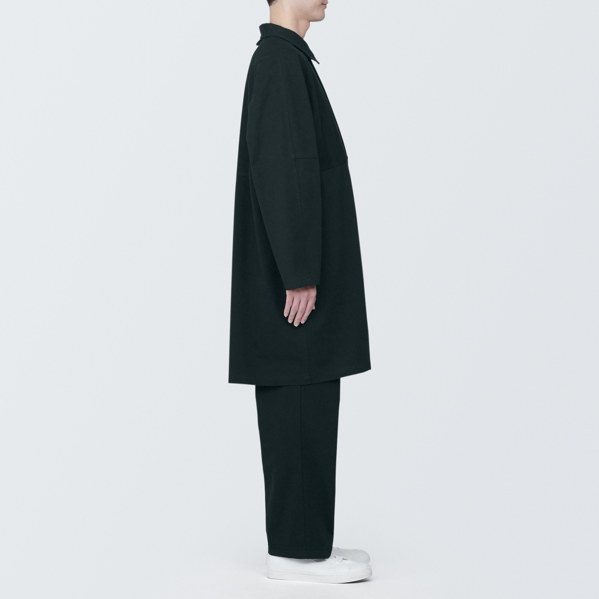 燃えにくい素材を使ったステンカラーコート