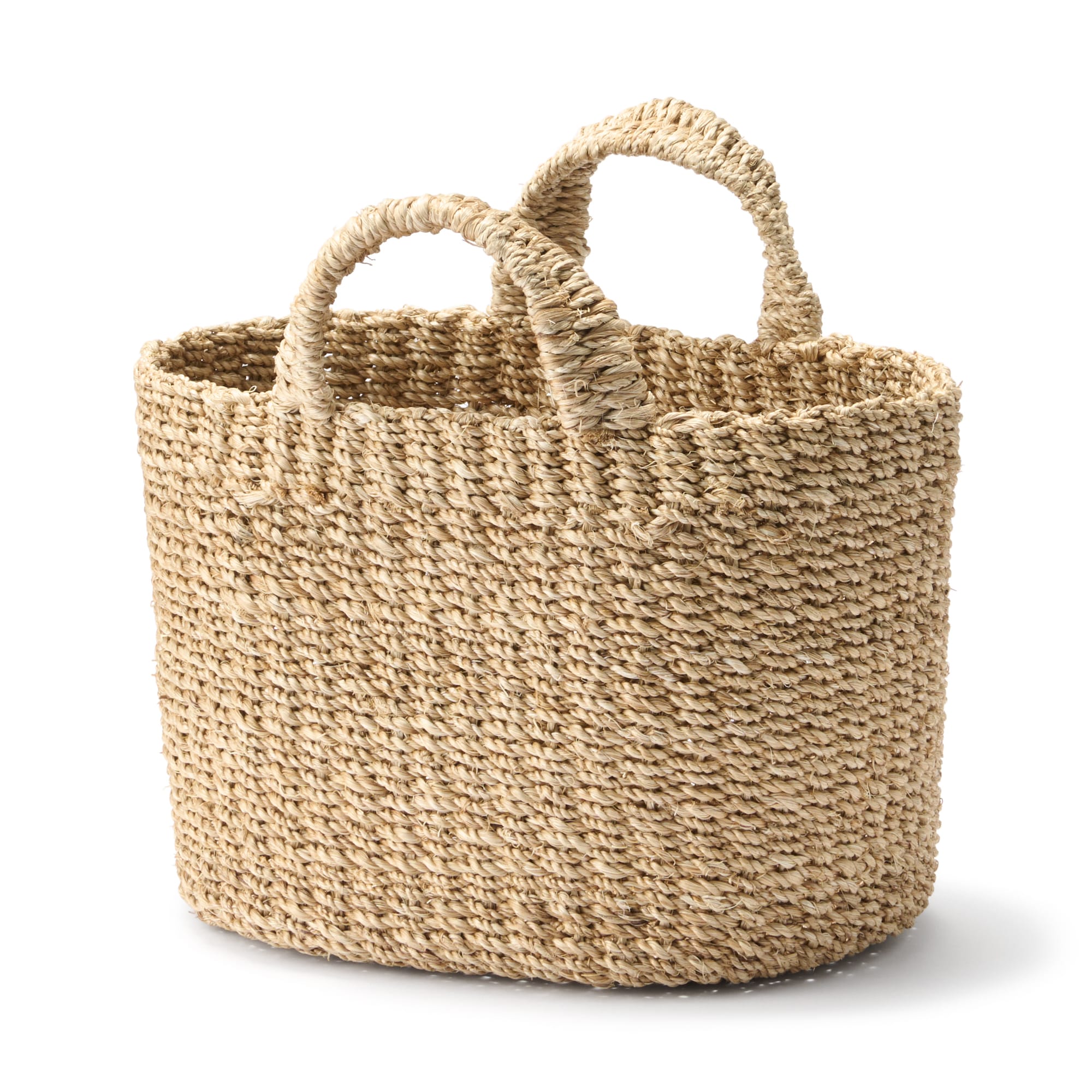 アバカ　持ち手付　オーバルバスケット　小