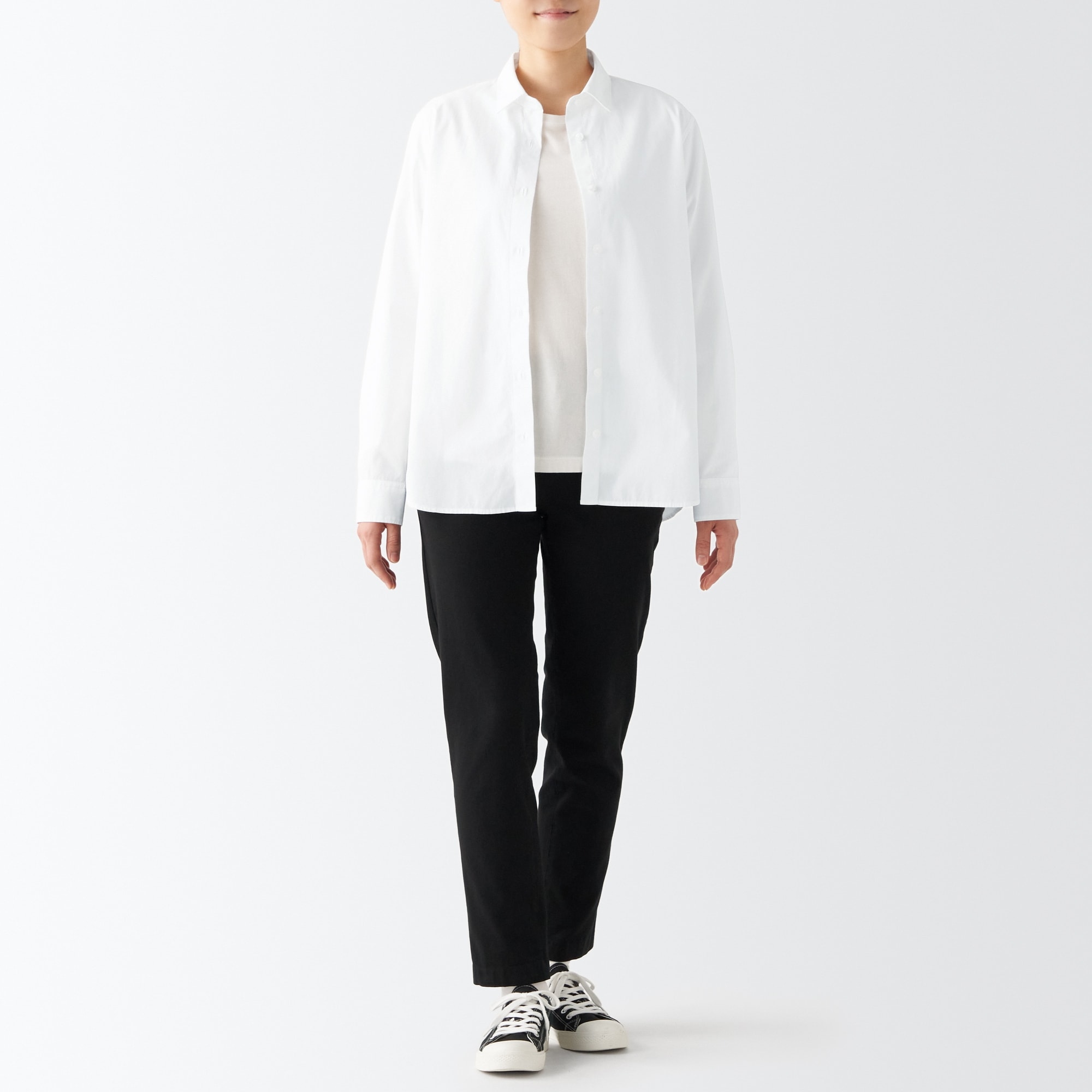 洗いざらしブロードレギュラーカラーシャツ（白）