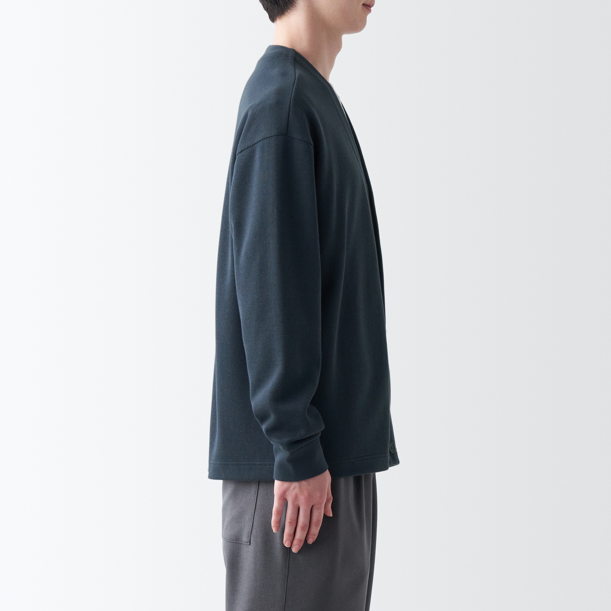 二重編みスウェットカーディガン