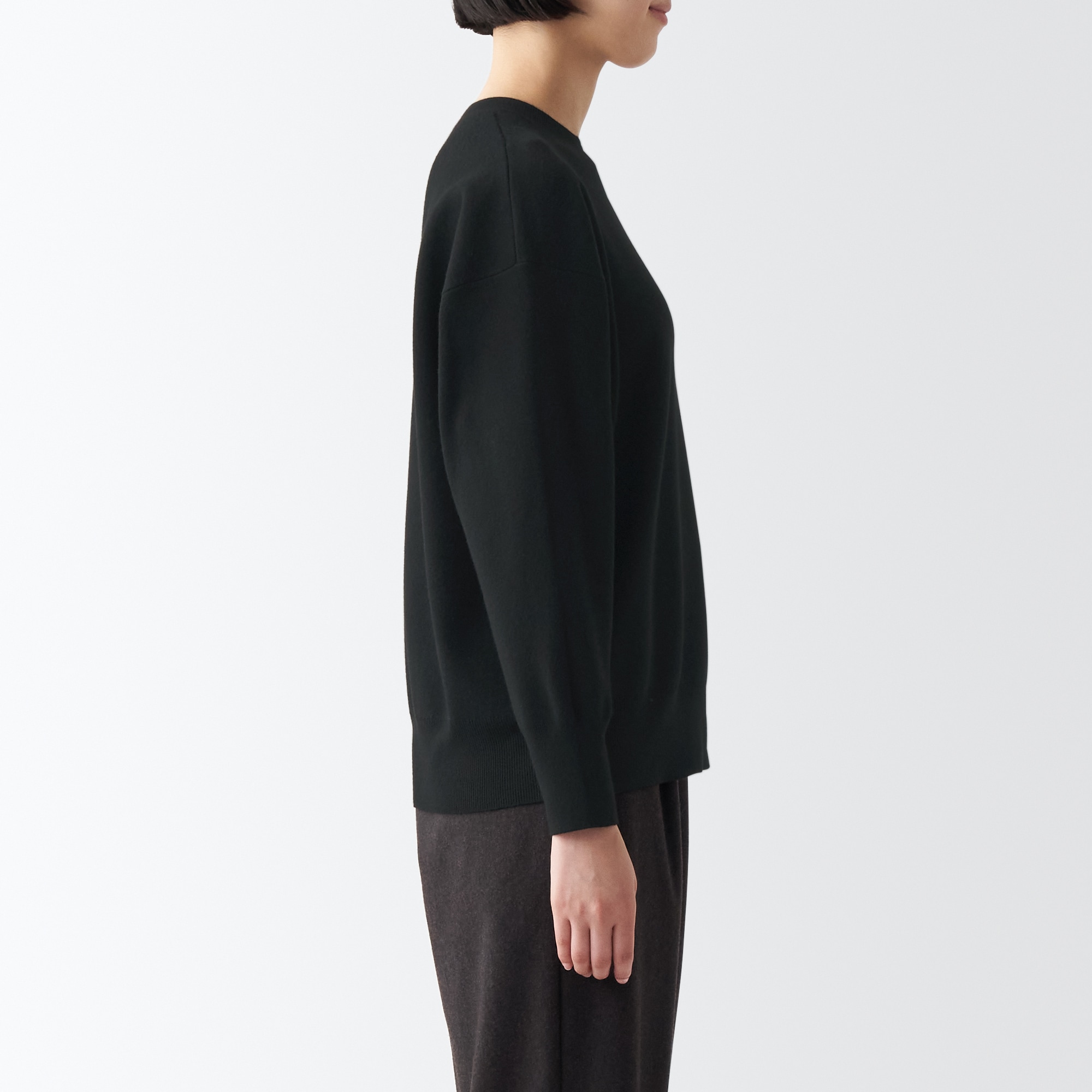 洗えるミラノリブ編みクルーネックセーター（婦人）